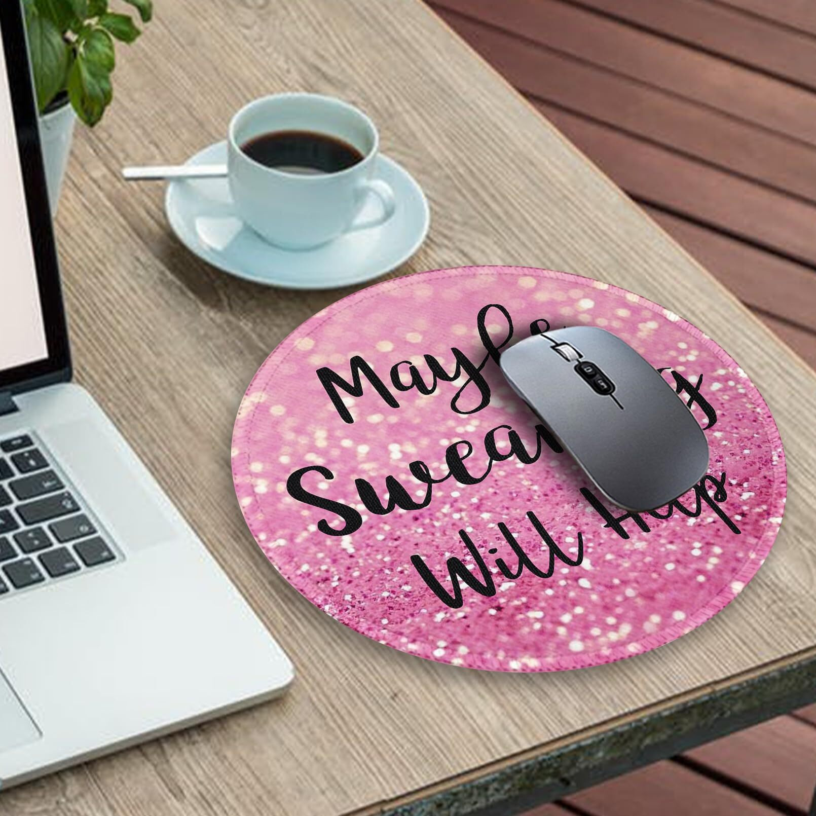 Gctriki Computer Mouse Pad, Funny Pink Mouse Pads For Desk, Small Round Travel Mousepad For Work Laptop Gaming, Cute Pink Home Office Supplies Desk Accessories Decor Inspirational Gifts For Women