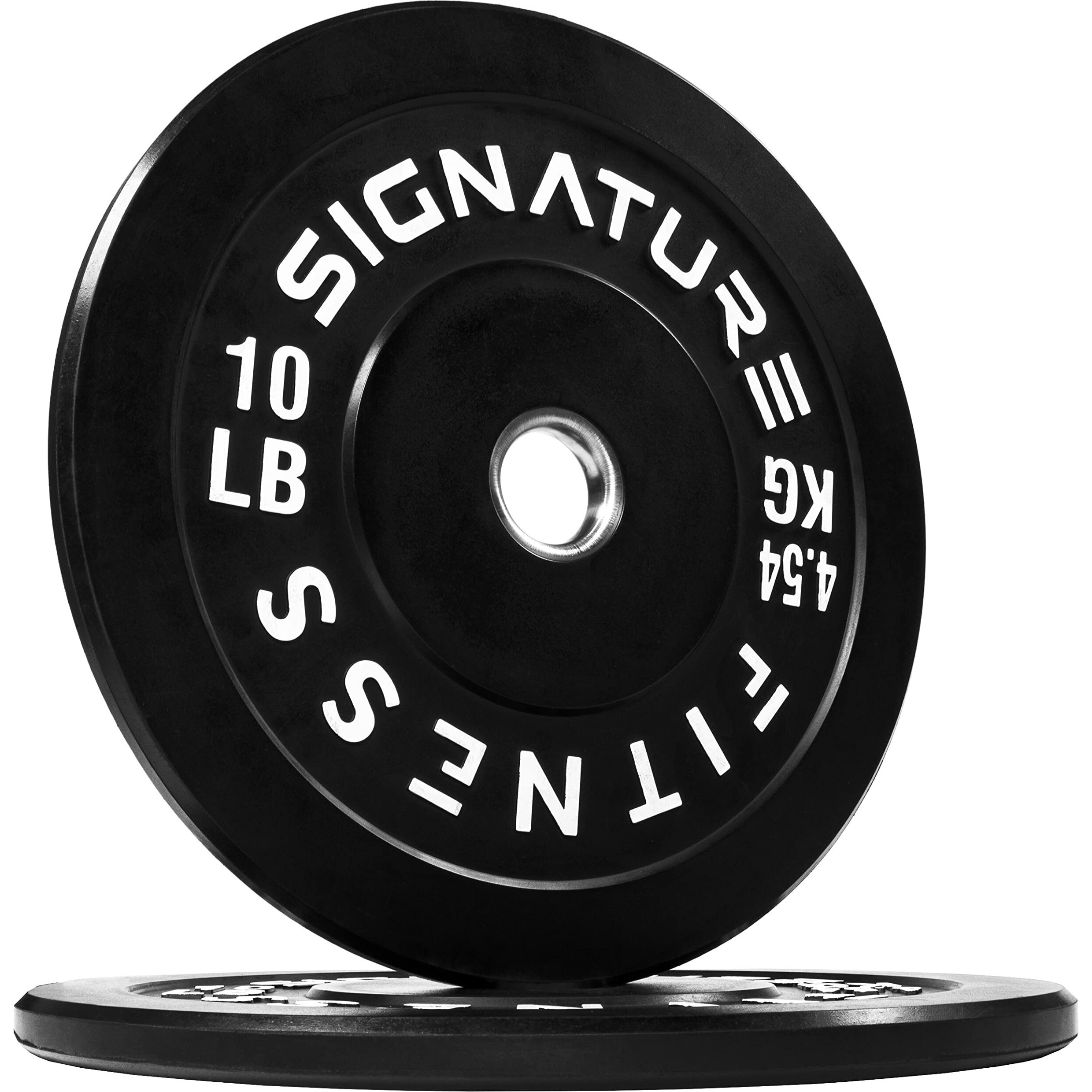 Fitvids 2"" Olympic Bumper Plate Weight Plates With Steel Hub, 10Lb, Pair, Black, Updated