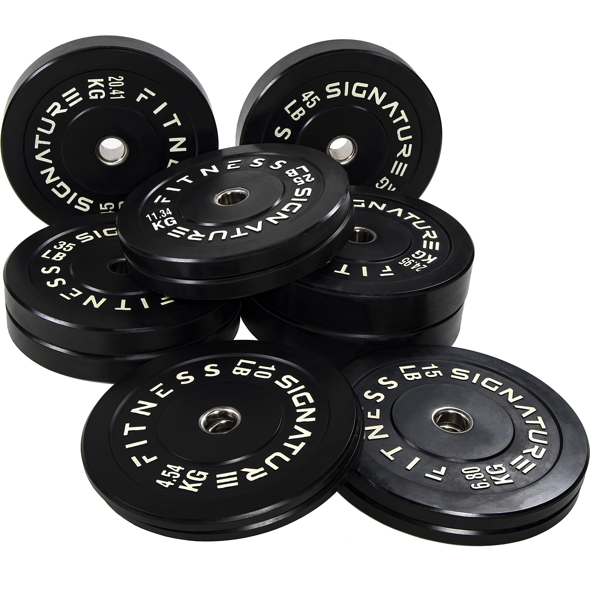 Fitvids 2"" Olympic Bumper Plate Weight Plates With Steel Hub, 10Lb, Pair, Black, Updated