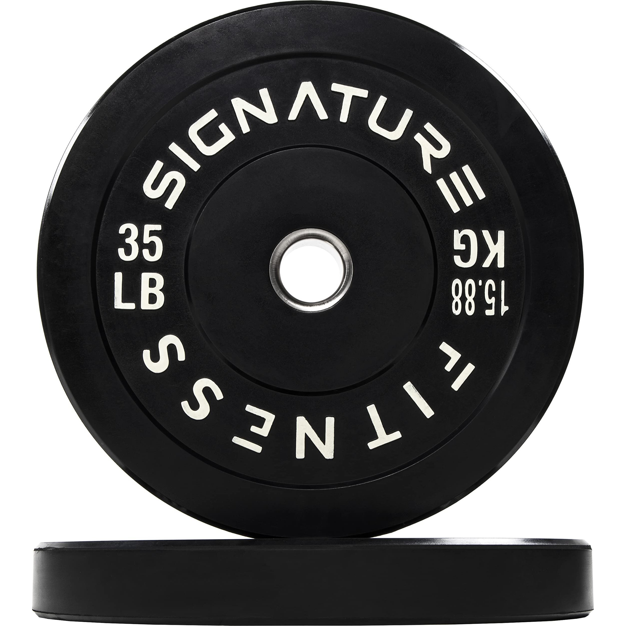 Fitvids 2"" Olympic Bumper Plate Weight Plates With Steel Hub, 35Lb, Pair
