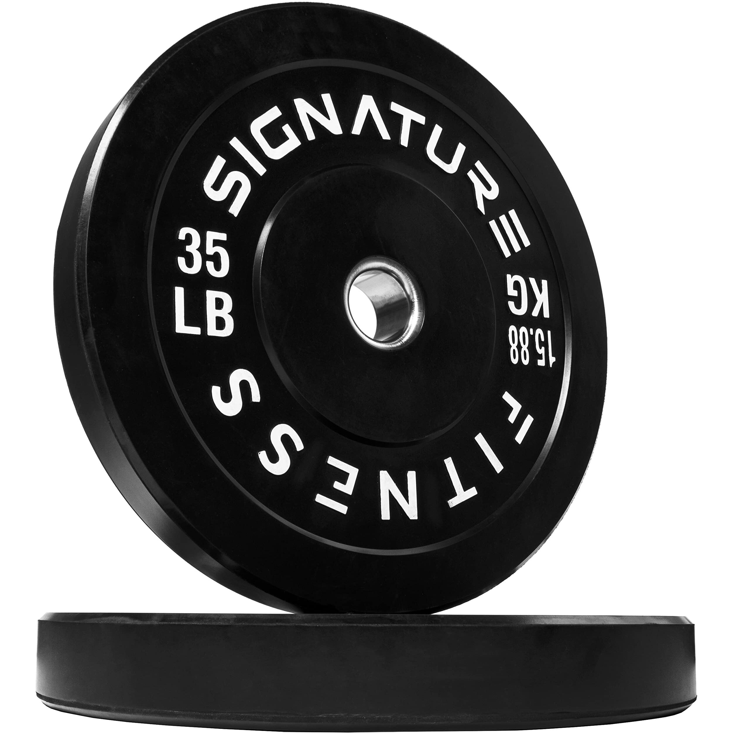 Fitvids 2"" Olympic Bumper Plate Weight Plates With Steel Hub, 35Lb, Pair