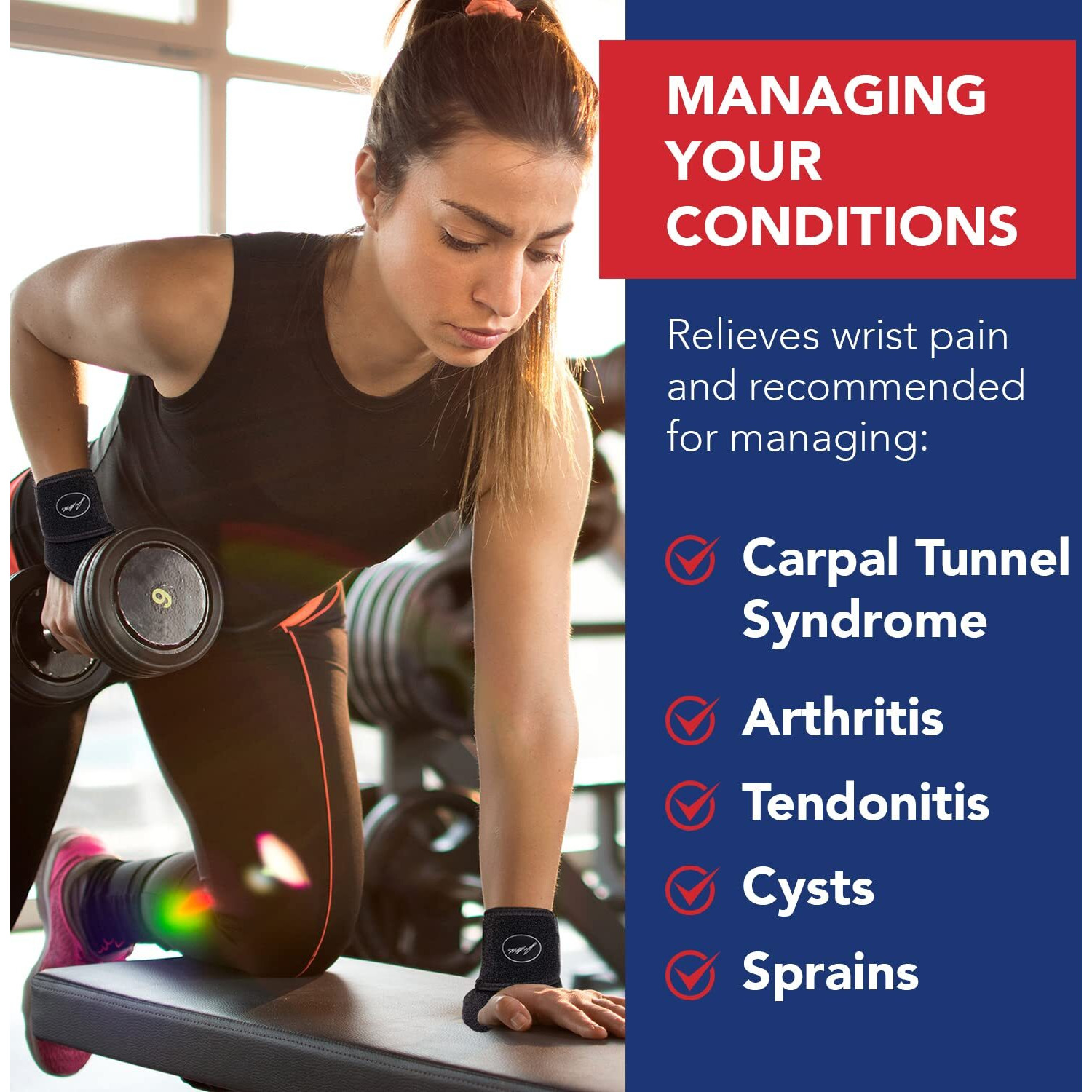 Dr. Arthritis Doctor Developed Copper Wrist Wrap/Wrist Brace For Carpal Tunnel Support, Tendonitis, Golf, Tennis -F.D.A Medical Device & Doctor Handbook For Women Men - Right & Left Hands (Single)