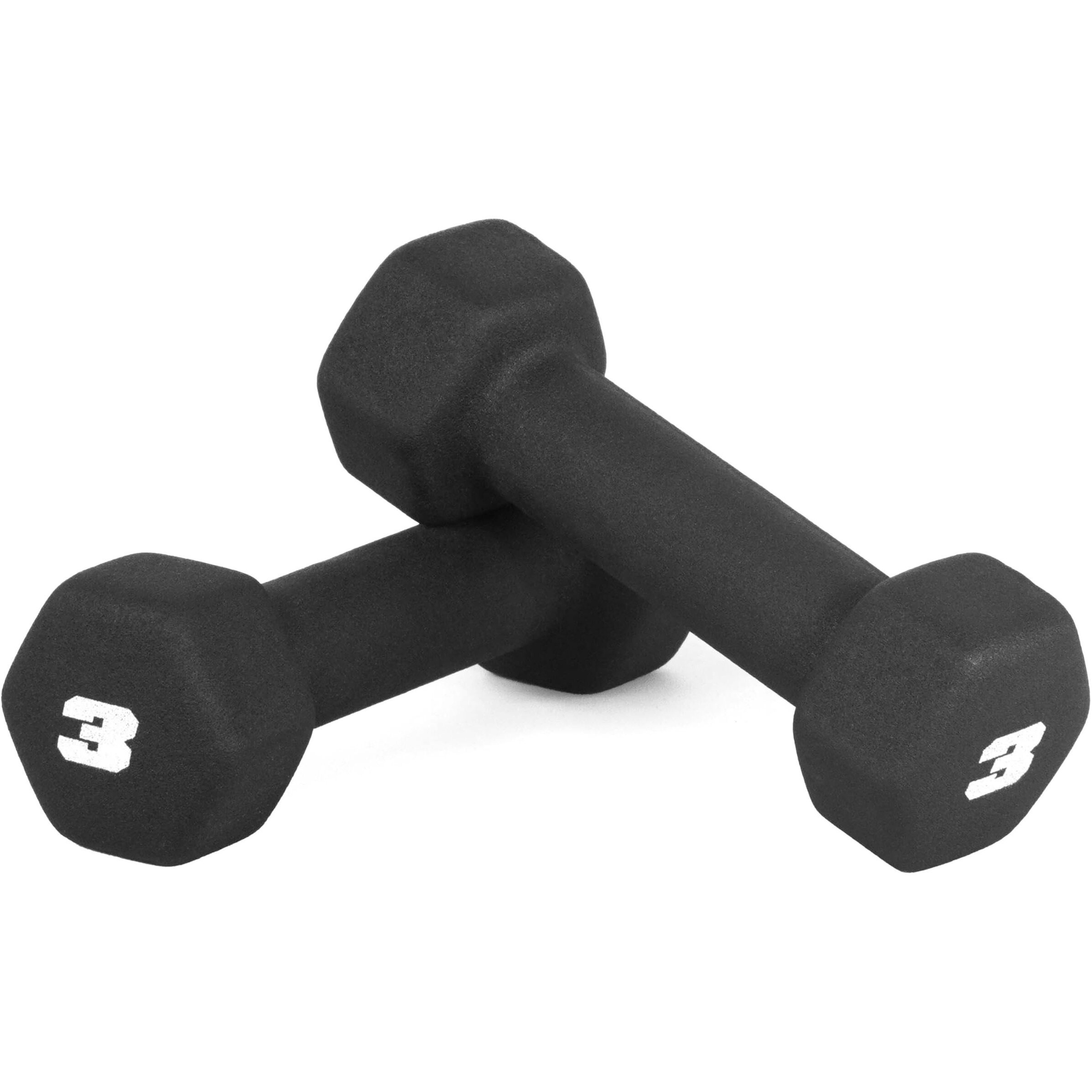 Cap Barbell Neoprene Dumbbell Weights, 3 Lb Pair, Black