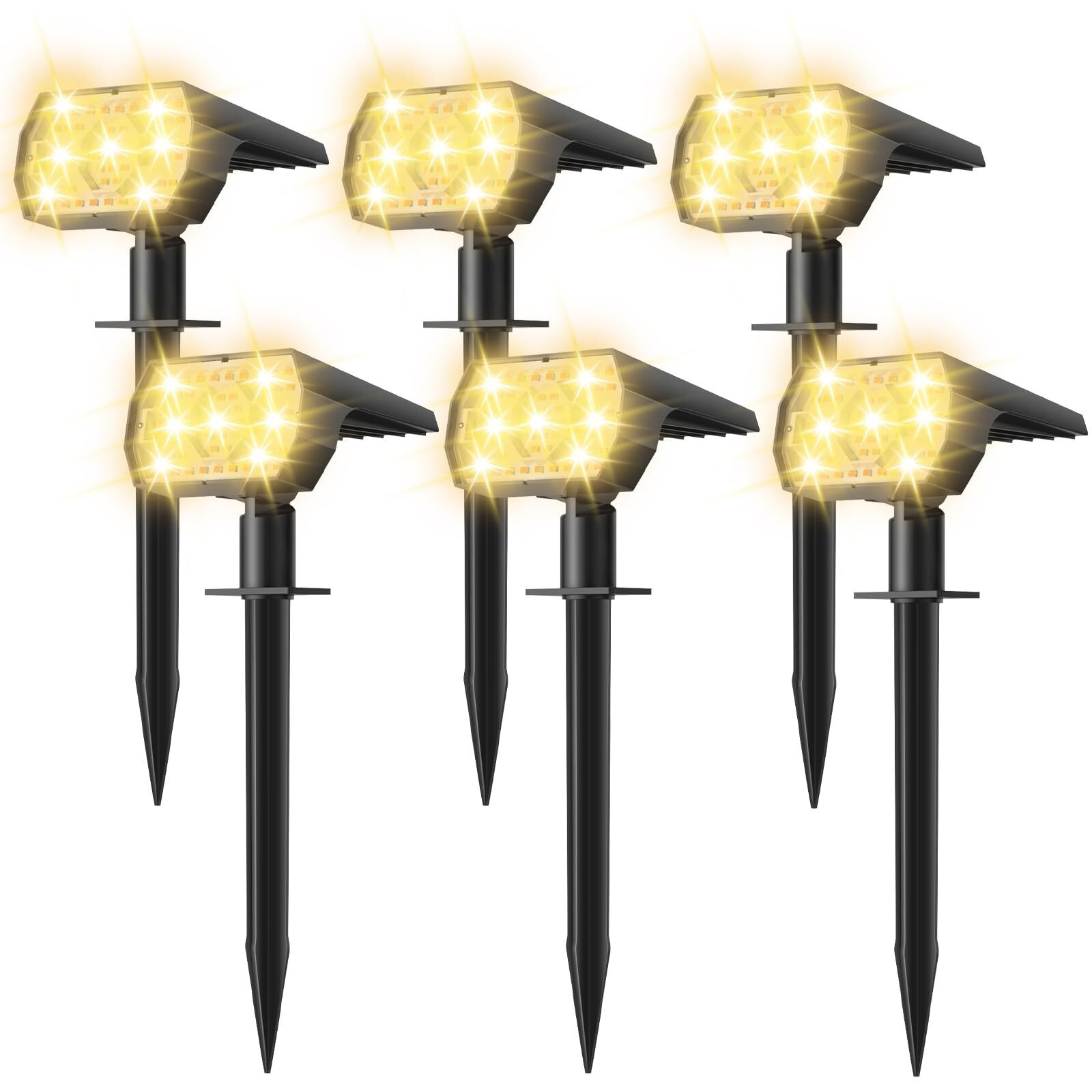 Kaxiida Solar Lights Outdoor,Ip68 Waterproof Solar Lights, 6 Pack 56 Led 3 Lighting Modes, Solar Garden & Patio Outdoor Landscape Lights, (Warm White)