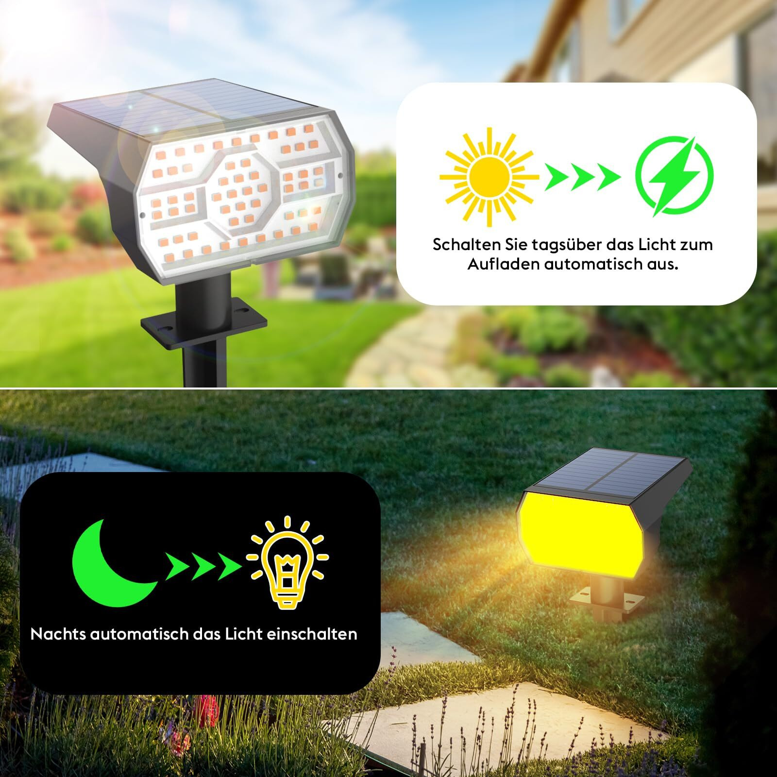 Kaxiida Solar Lights Outdoor,Ip68 Waterproof Solar Lights, 6 Pack 56 Led 3 Lighting Modes, Solar Garden & Patio Outdoor Landscape Lights, (Warm White)