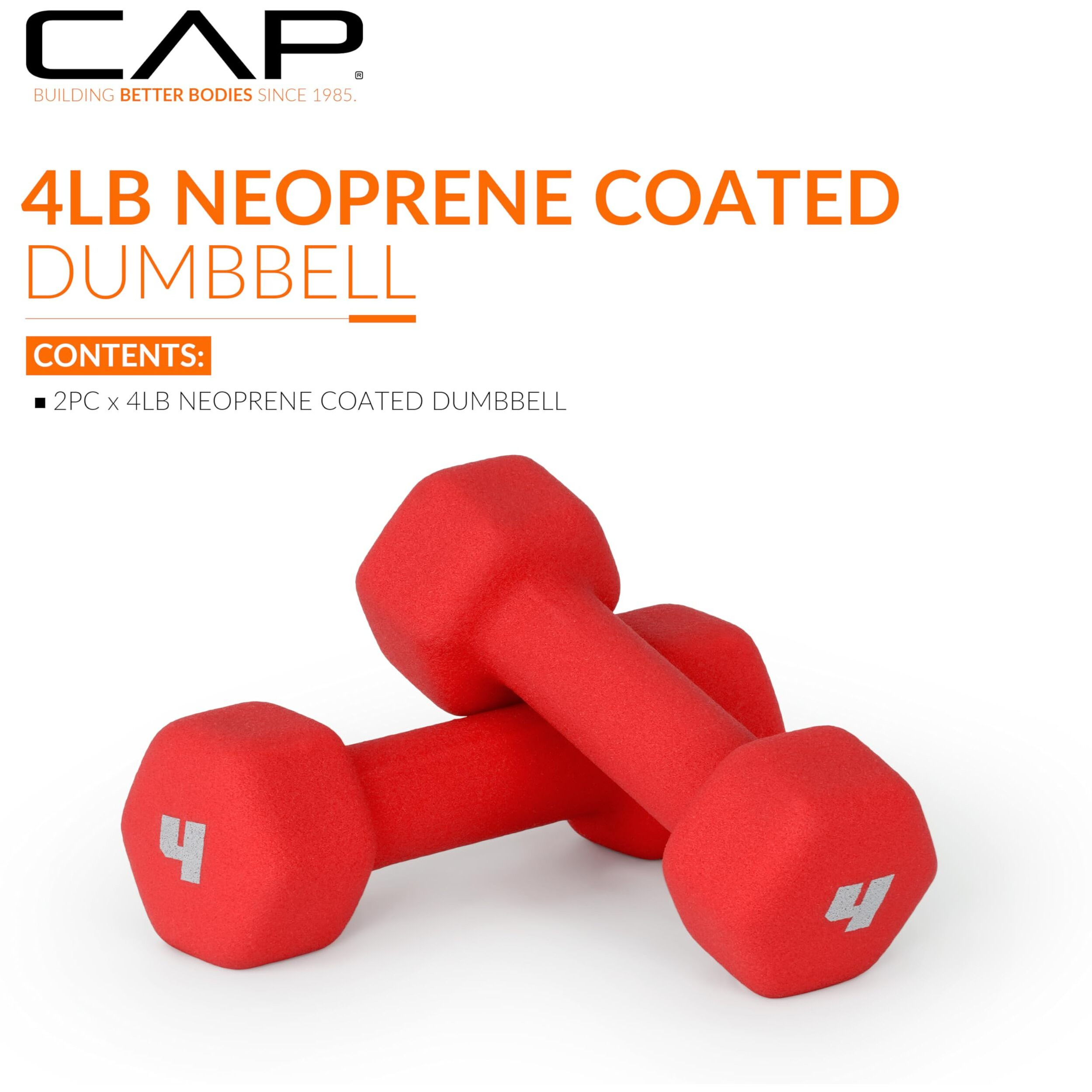 Cap Barbell Neoprene Dumbbell Weights, 4 Lb Pair, Cranberry