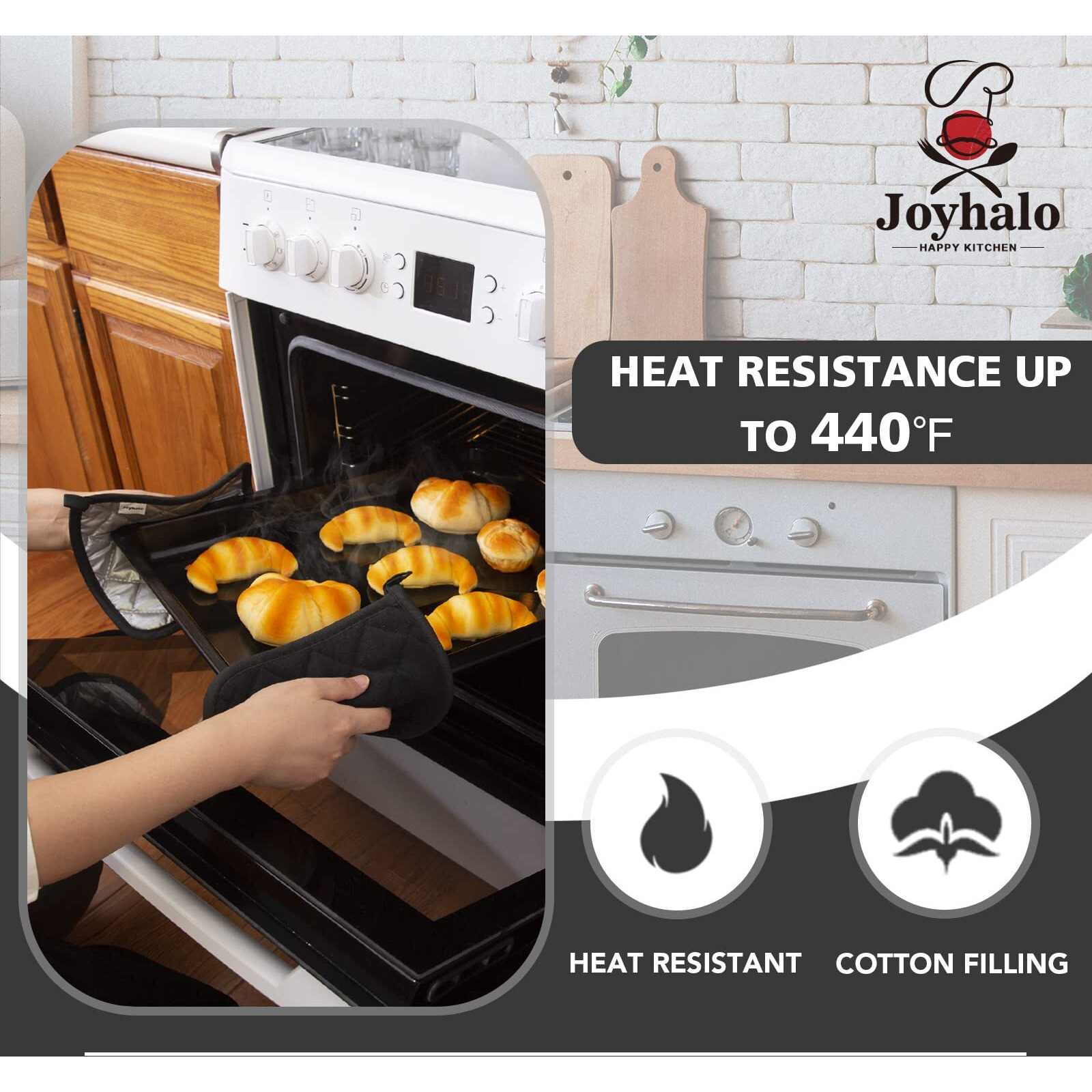 Joyhalo 4 Pack Pot Holders For Kitchen Heat Resistant Clearance Pot Holders Sets Oven Hot Pads Terry Cloth Pot Holders For Cooking Baking, Black