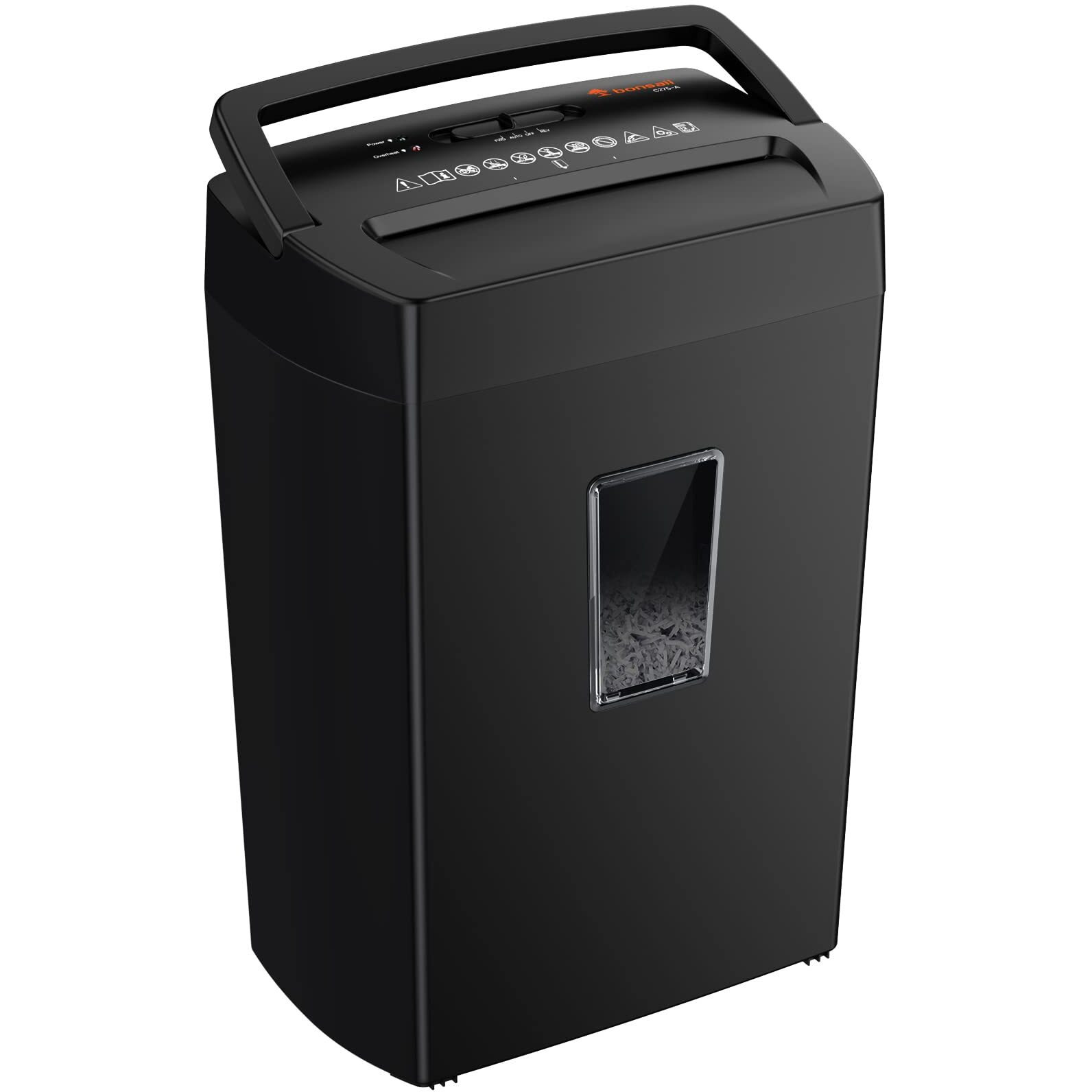 Bonsaii 12-Sheet Cross Cut Paper Shredder, 5.5 Gal Home Office Heavy Duty Shredder For Paper, Credit Card, Mail, Staples, With Transparent Window, High Security Level P-4 (C275-A)