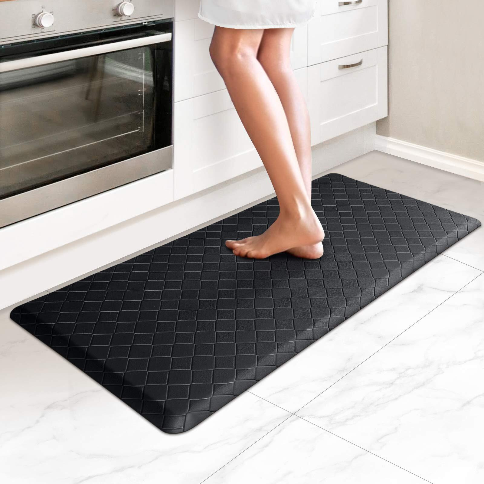 Happytrends Kitchen Mat Cushioned Anti-Fatigue Kitchen Rug,17.3"&quotX39"",Thick Waterproof Non-Slip Kitchen Mats And Rugs Heavy Duty Ergonomic Comfort Rug For Kitchen,Floor,Office,Sink,Laundry,Black