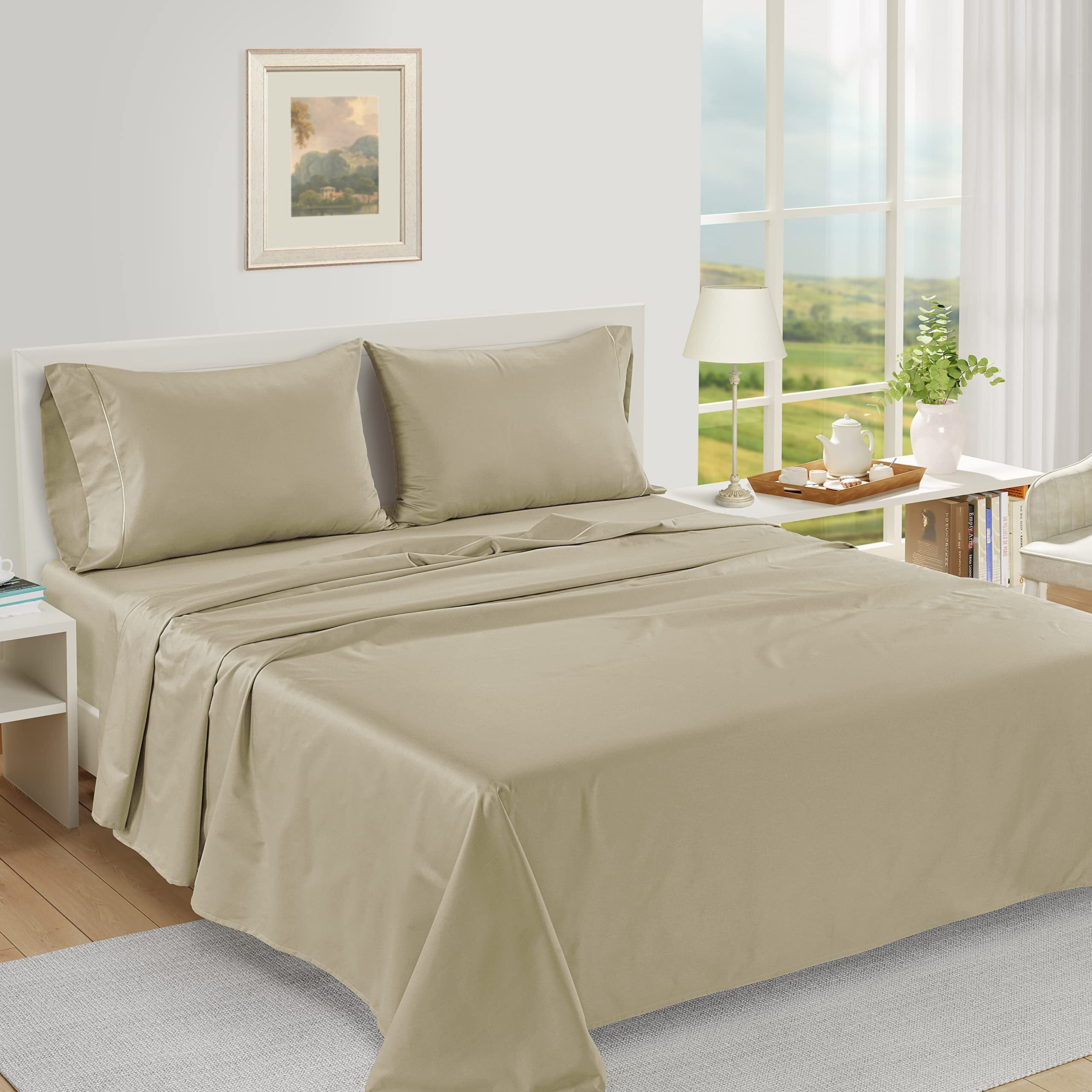 Lane Linen 100% Egyptian Cotton Bed Sheets - 1000 Thread Count 4-Piece Linen Full Set Bedding Sateen Weave Luxury Hotel 16"" Deep Pocket (Fits Upto 17"" Mattress)