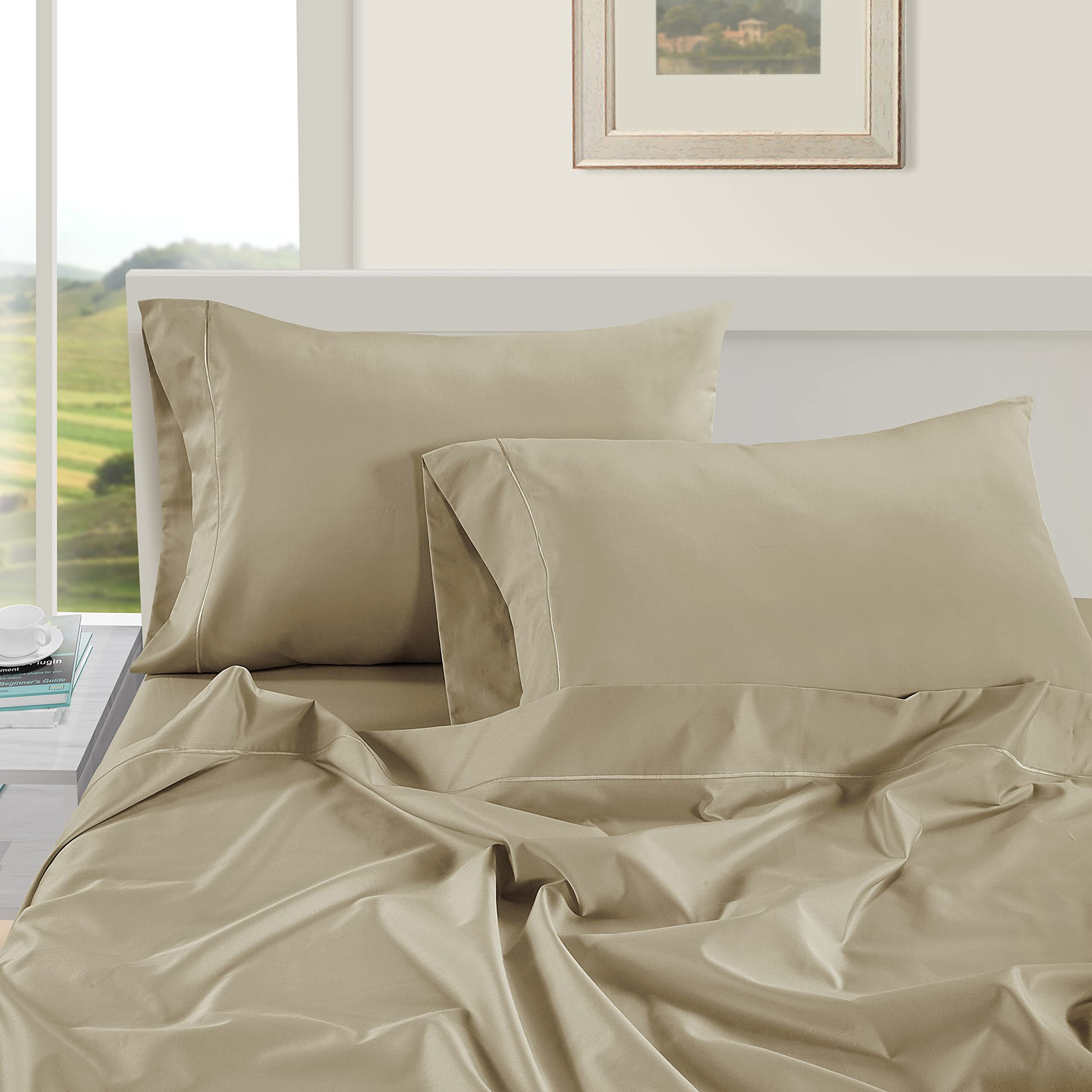 Lane Linen 100% Egyptian Cotton Bed Sheets - 1000 Thread Count 4-Piece Linen Full Set Bedding Sateen Weave Luxury Hotel 16"" Deep Pocket (Fits Upto 17"" Mattress)