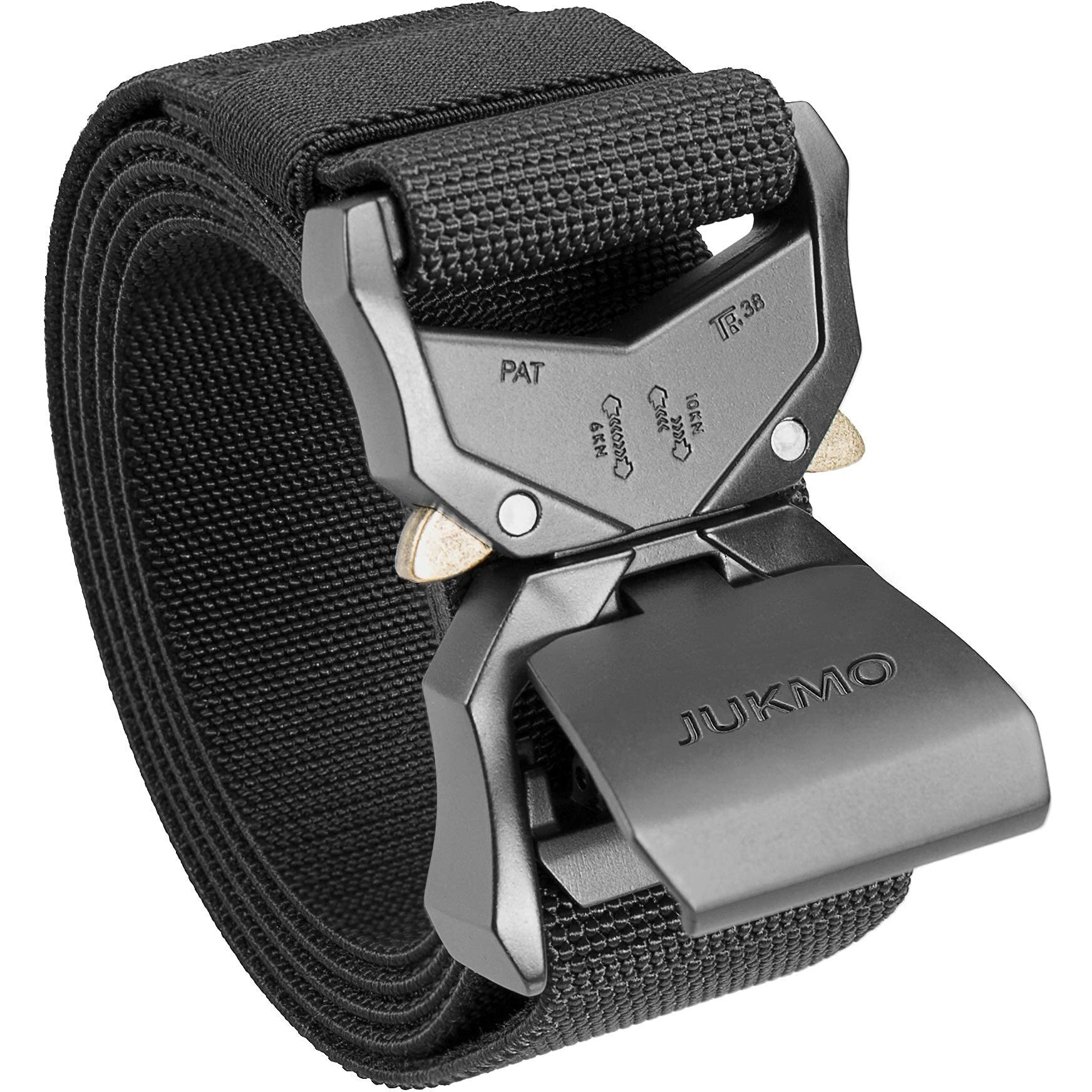 Jukmo Tactical Belt, Military Hiking Rigger 1.5"" Nylon Web Work Belt With Heavy Duty Quick Release Buckle (Black, Small)