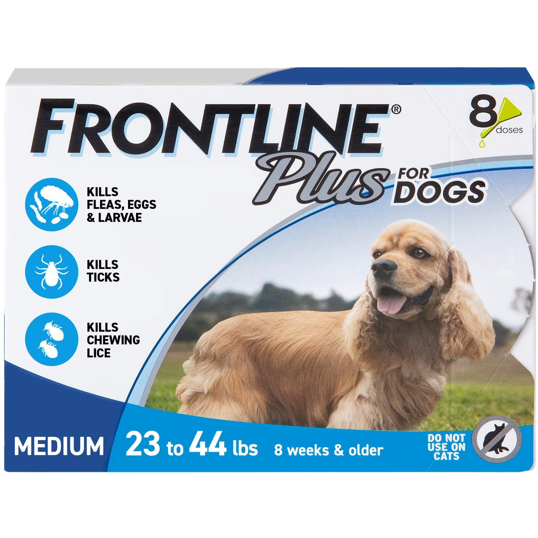 Frontline Plus Flea And Tick Treatment For Medium Dogs Up To 23 To 44 Lbs. 8 Treatments