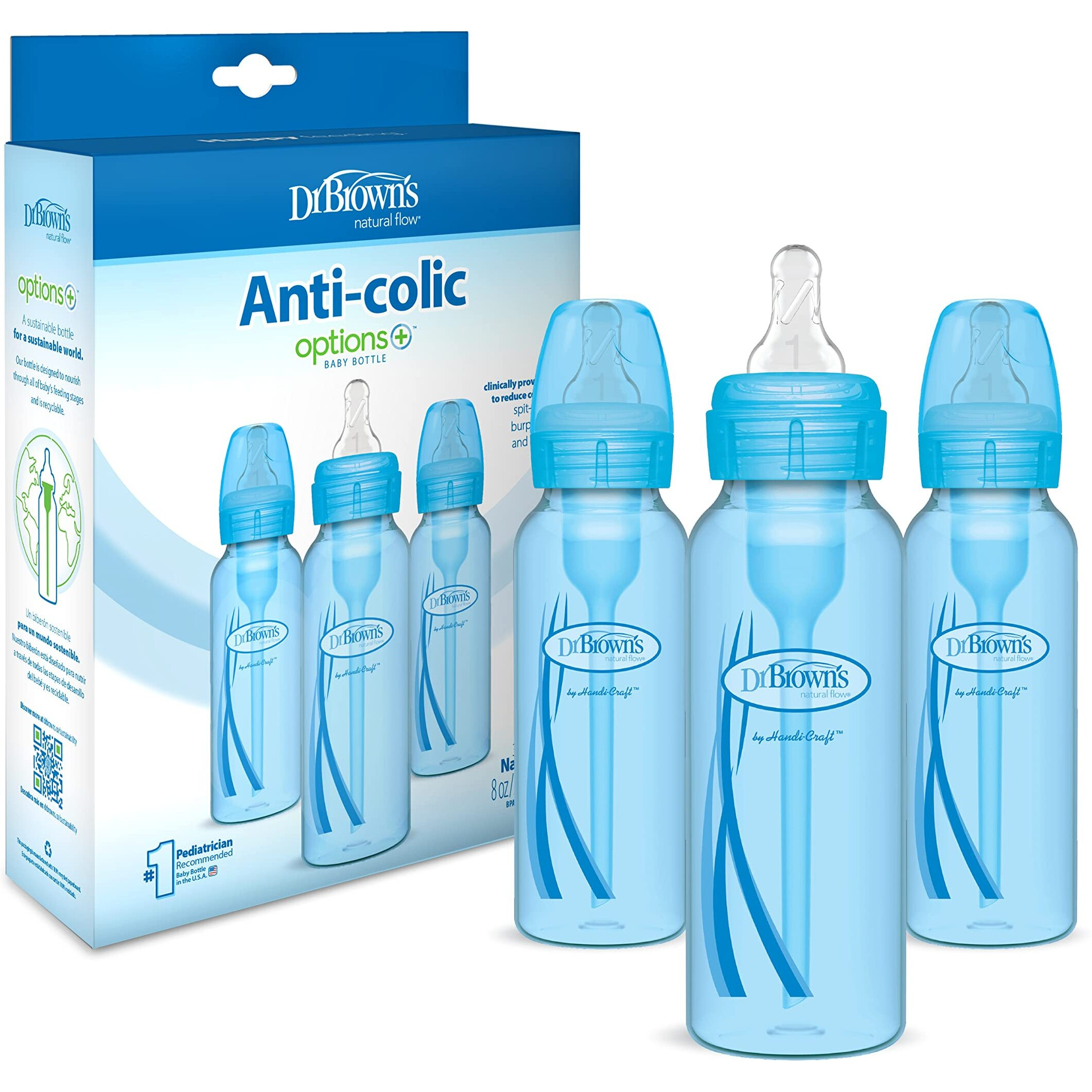 Dr. Brown's Options Baby Bottles, Blue, 8 Ounce