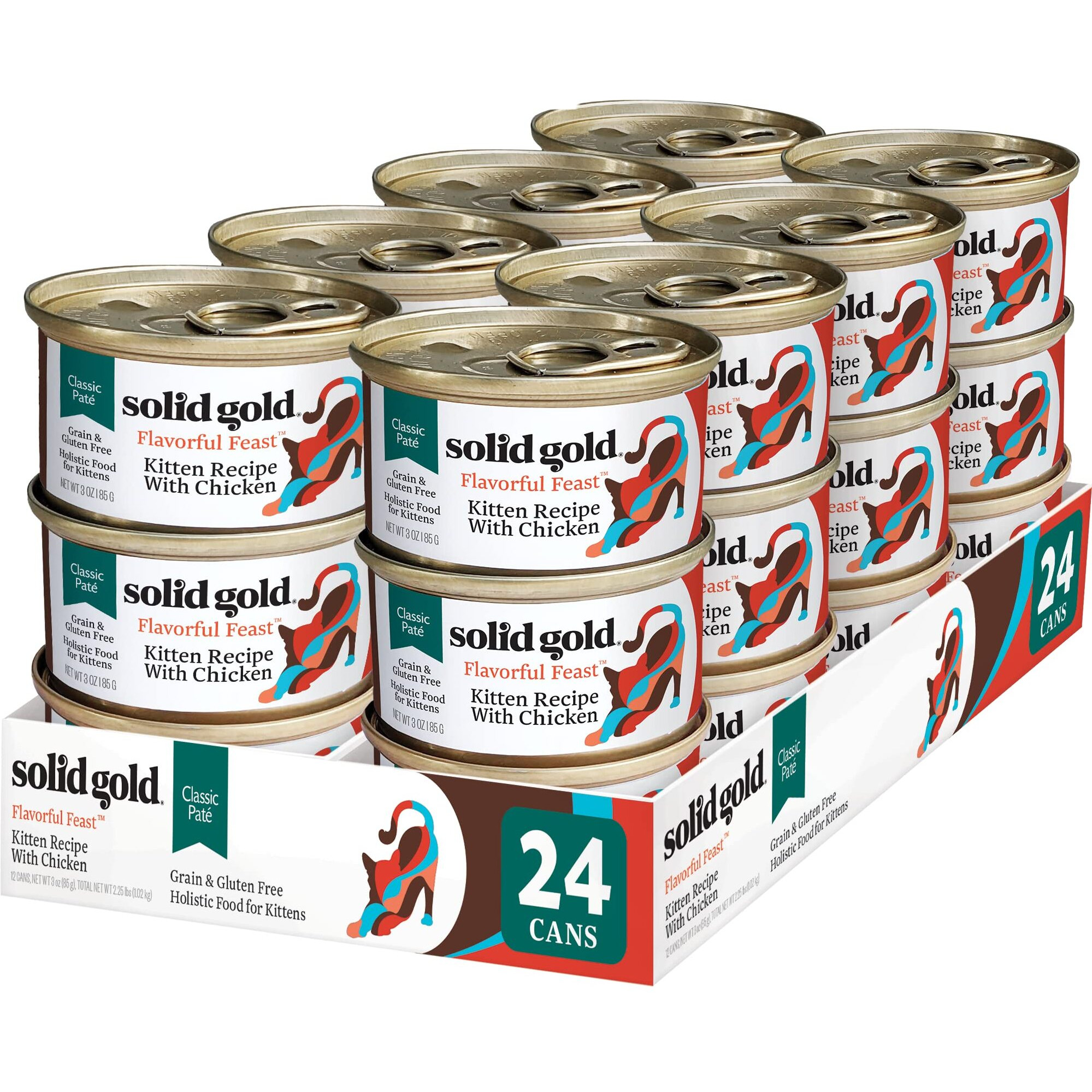 Solid Gold Flavorful Feast Wet Cat Food - Classic Pate - Real Chicken (For Kittens) - Canned Cat Food, 24 Pack
