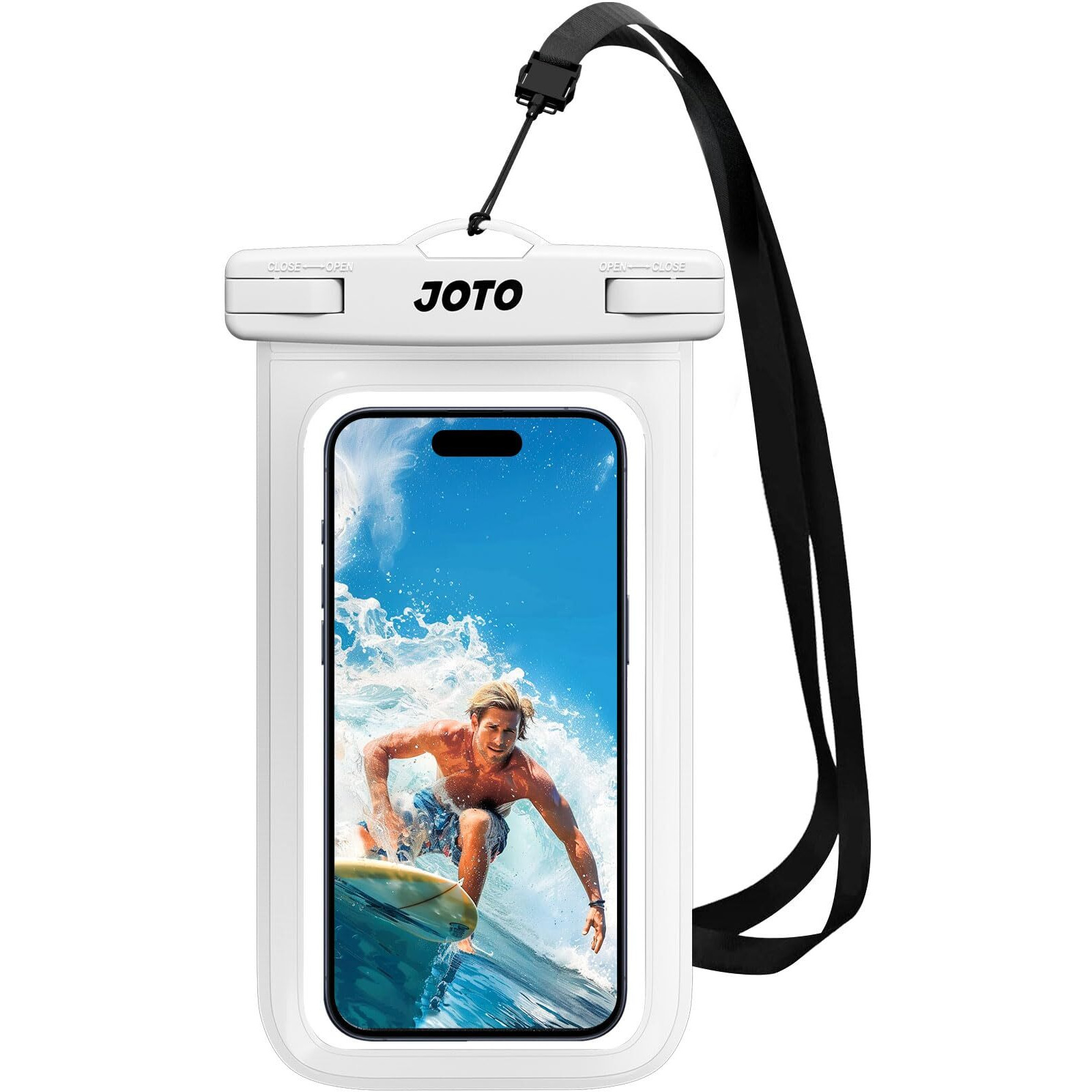 Joto Universal Waterproof Pouch Case For Iphone 16 15 14 13 Plus Pro Max, Ipx8 Cellphone Dry Bag 12 11 Pro Max Xr X 8 7 6S Plus Se, Galaxy S23 S22 S21 S20+ S20 S10 Plus Note, Pixel Up To 7"" -White
