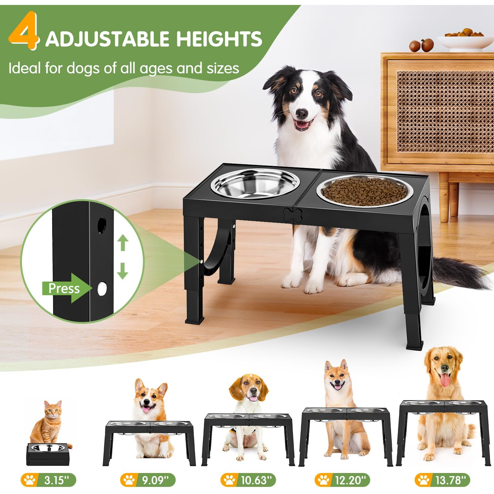 Elevated Dog Bowls Large Breed Xiaz Raised Dog Bowl Stands Large Medium Sized Dog 2 Large Elevated Dog Food Water Bowl Stand Set Black Raised Pet Feeder Adjustable Dog Dish Station 9/11/12/14In