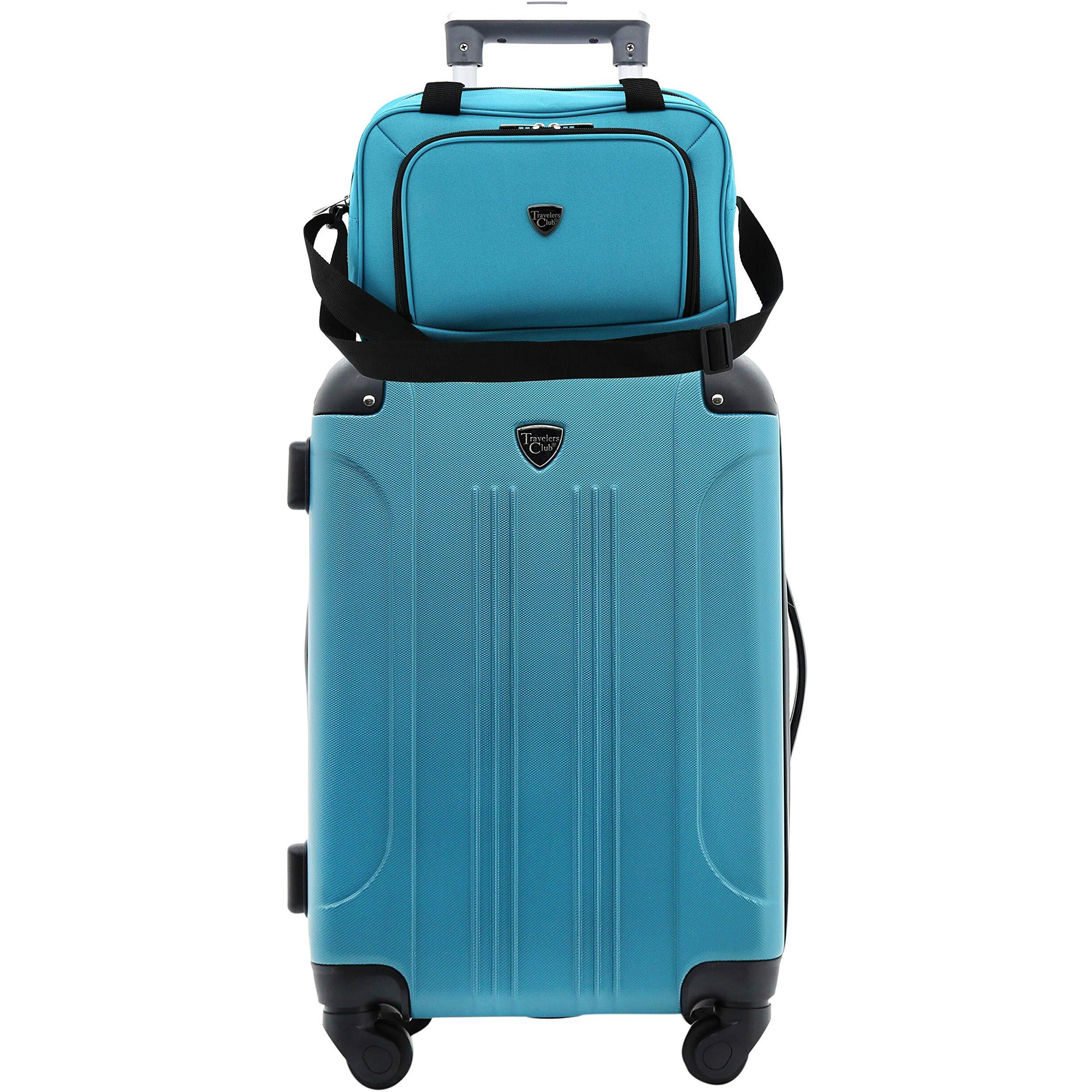 Travelers Club Chicago Hardside Expandable Spinner Luggage, Teal, 5 Piece Set