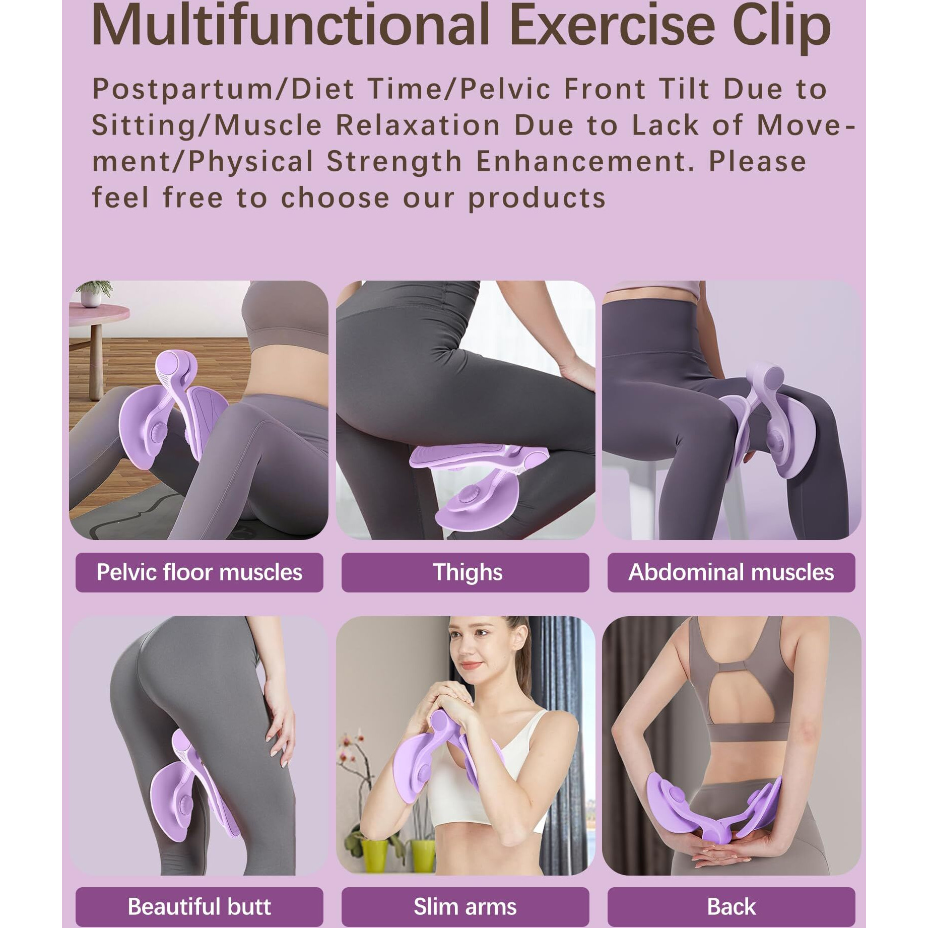 Tinrief Thigh Master Hip Trainer Kegel Exerciser With Resistance Band, Pelvic Floor Trainer, Kegel Trainer For Postpartum Rehabilitation, Trimmer Inner Thigh, Thigh Toner Workout (Purple)