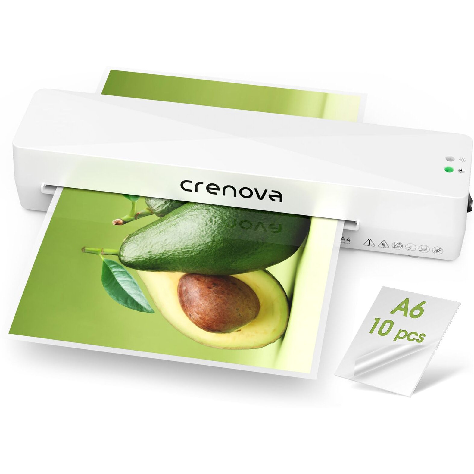 Crenova Laminator, Laminator Machine With 10 Laminating Sheets, A4 Laminating Machine Hot & Cold With Fast Warm Technology, Thermal Laminator 9 Inch For Home Office School Business White
