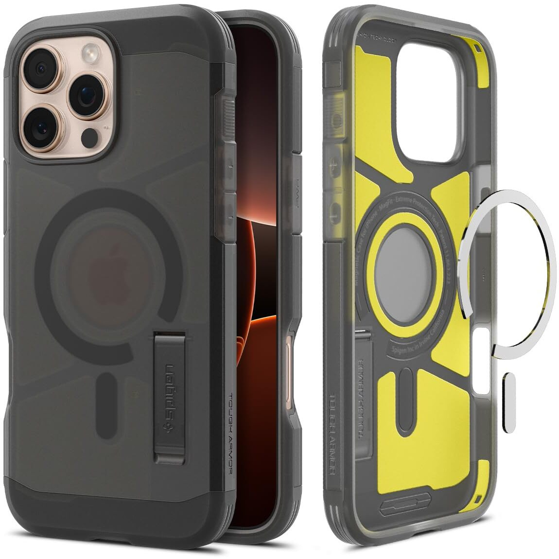 Spigen Tough Armor (Ai) Magfit Designed For Iphone 16 Pro Case [Kickstand] [Military-Grade Protection] Compatible With Magsafe - Frost Black