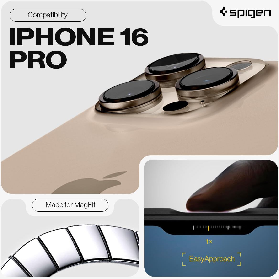 Spigen Tough Armor (Ai) Magfit Designed For Iphone 16 Pro Case [Kickstand] [Military-Grade Protection] Compatible With Magsafe - Frost Black