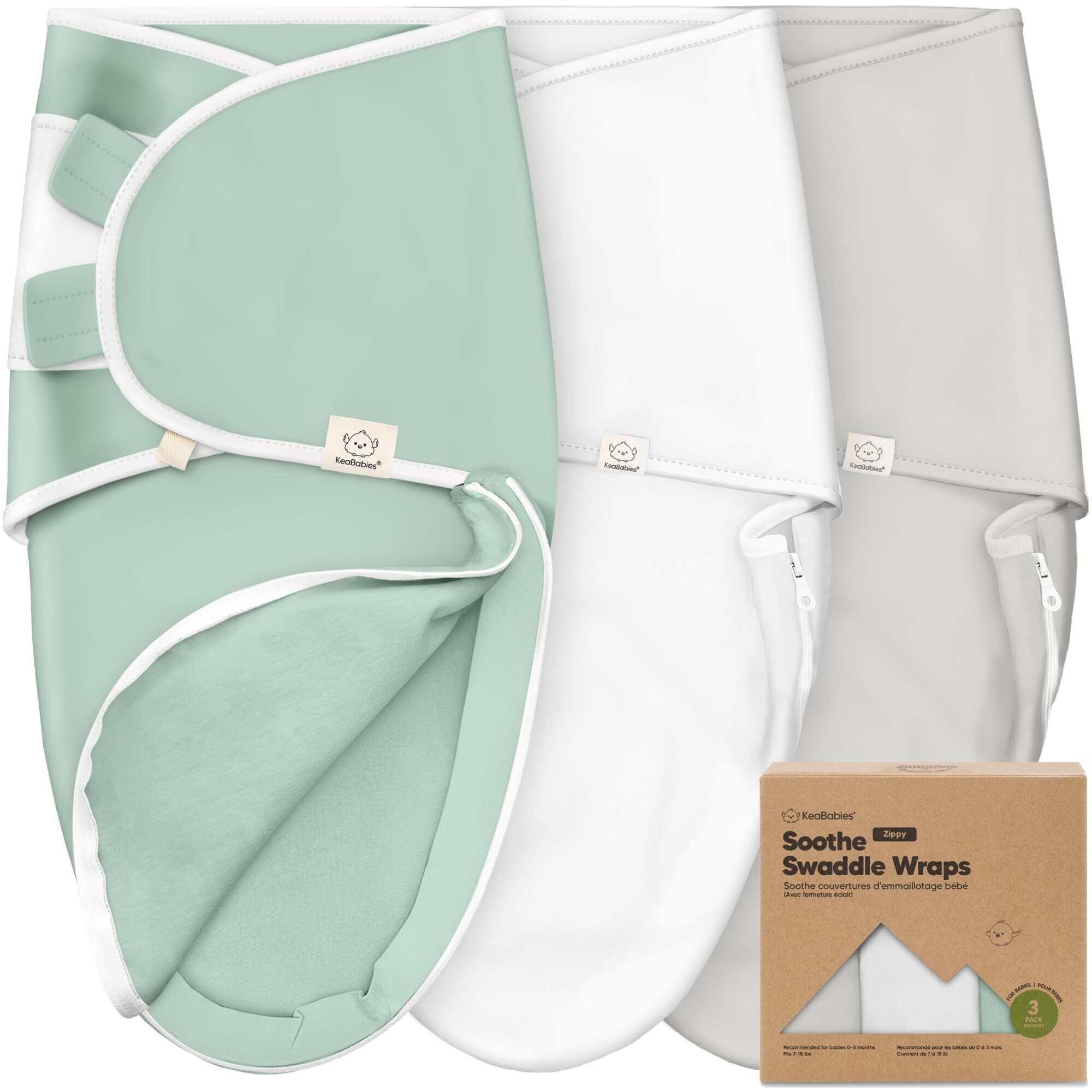 Baby Swaddle Sleep Sacks With Zipper - 3-Pack Newborn Swaddle Sack, Baby Swaddles Sleep Sack 0-3 Months, Wearable Blanket Baby, Baby Swaddle Blanket Wrap, Swaddle Sack, Easy Change Swaddle (Sage)