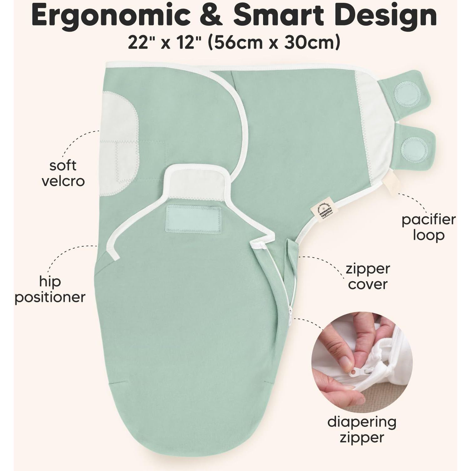 Baby Swaddle Sleep Sacks With Zipper - 3-Pack Newborn Swaddle Sack, Baby Swaddles Sleep Sack 0-3 Months, Wearable Blanket Baby, Baby Swaddle Blanket Wrap, Swaddle Sack, Easy Change Swaddle (Sage)