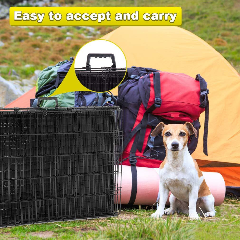 Bestpet 30 Inch Dog Crates For Medium Small Dogs Folding Mental Wire Crates Dog Kennels Outdoor And Indoor Pet Dog Cage Crate With Double-Door,Divider Panel, Removable Tray,Black
