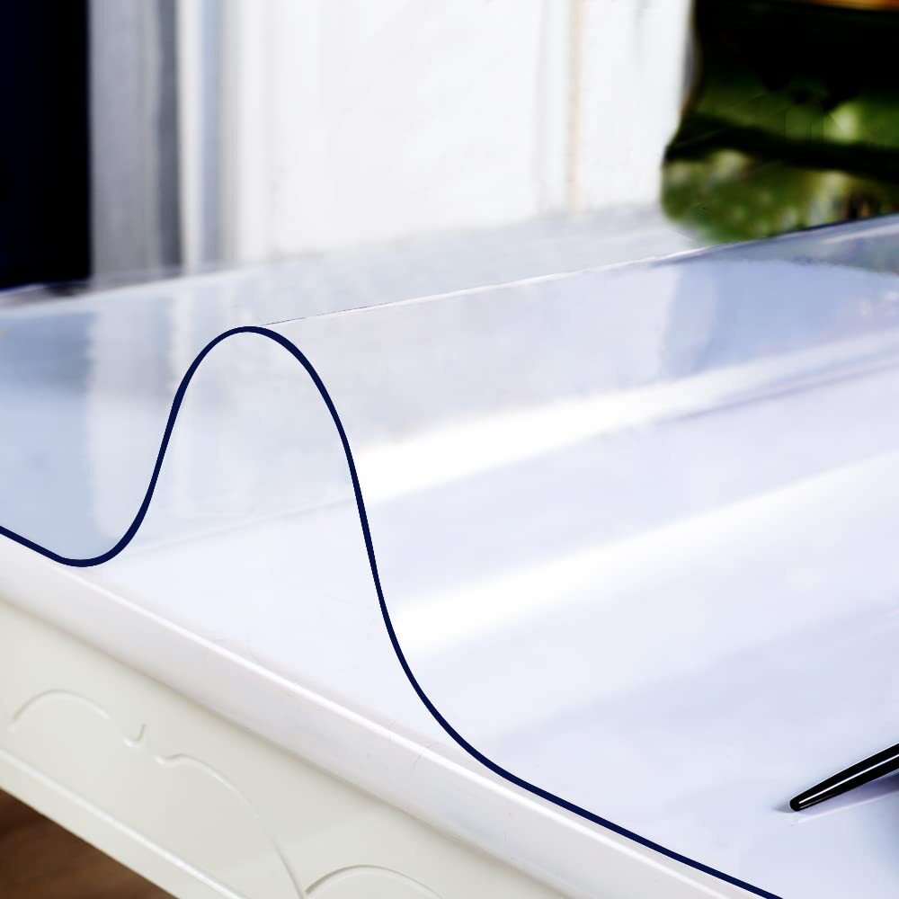 Custom Multisize Thick Clear Pvc Table Protector Cover Mat Rectangular Glass Plastic Tablecloth Cover Office Desk Pad Mat For Computer Desk Sofa Table Floor Carpet Pad Wipeable Waterproof 20X60 Inch