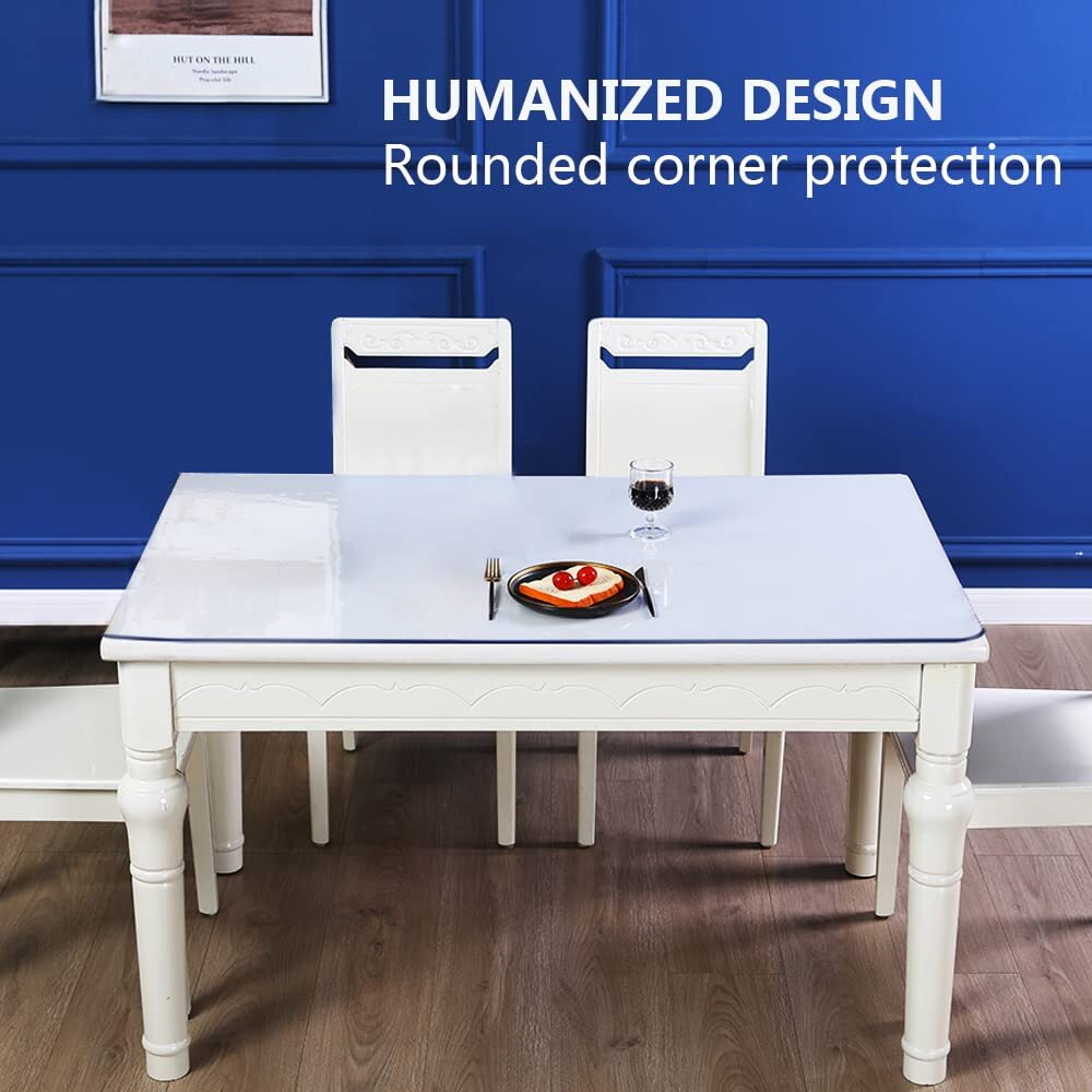Custom Multisize Thick Clear Pvc Table Protector Cover Mat Rectangular Glass Plastic Tablecloth Cover Office Desk Pad Mat For Computer Desk Sofa Table Floor Carpet Pad Wipeable Waterproof 20X60 Inch