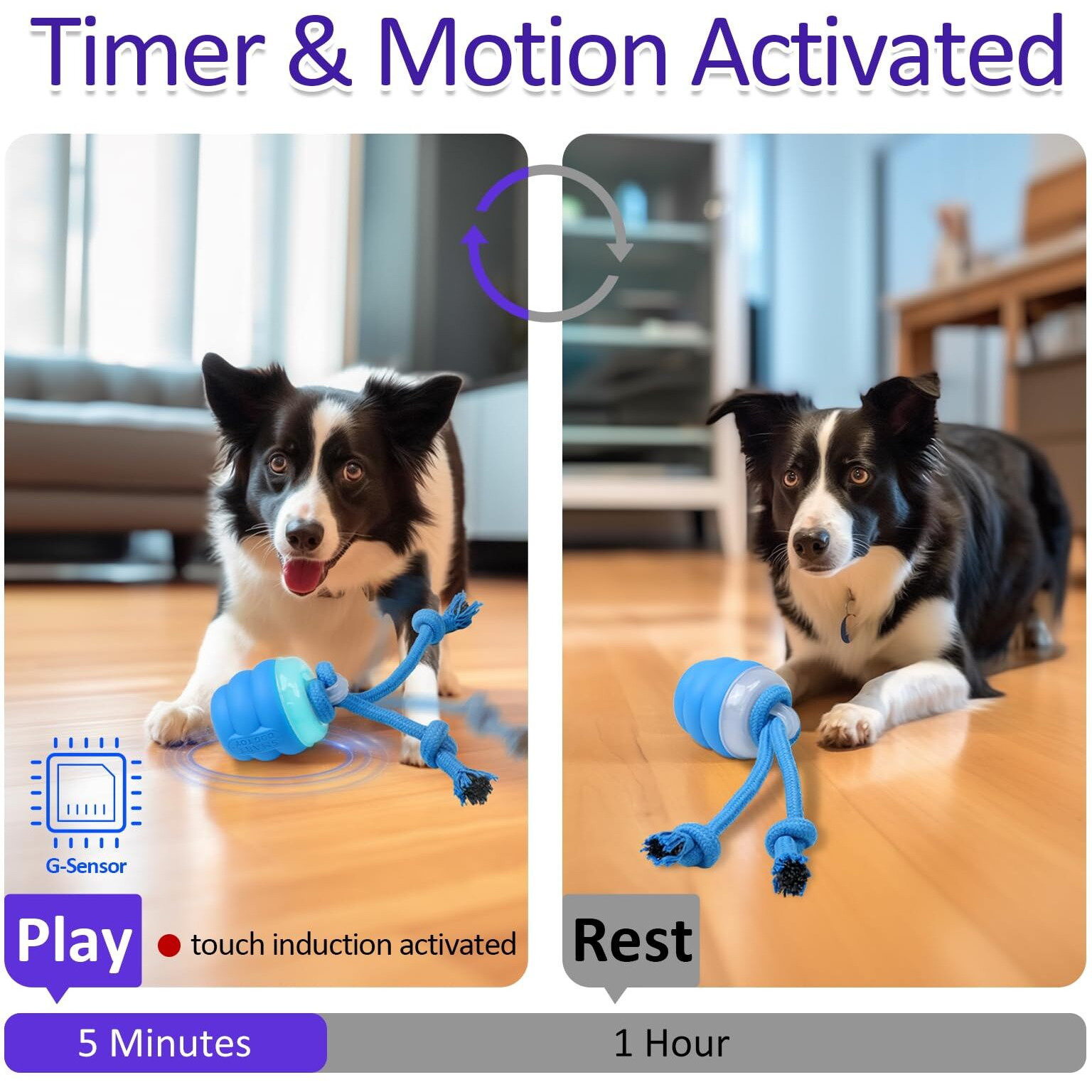 Giociv Interactive Dog Toys With Motion Activated, Squeaky Dog Toy Active Rolling Ball Wicked Ball For Daily Training