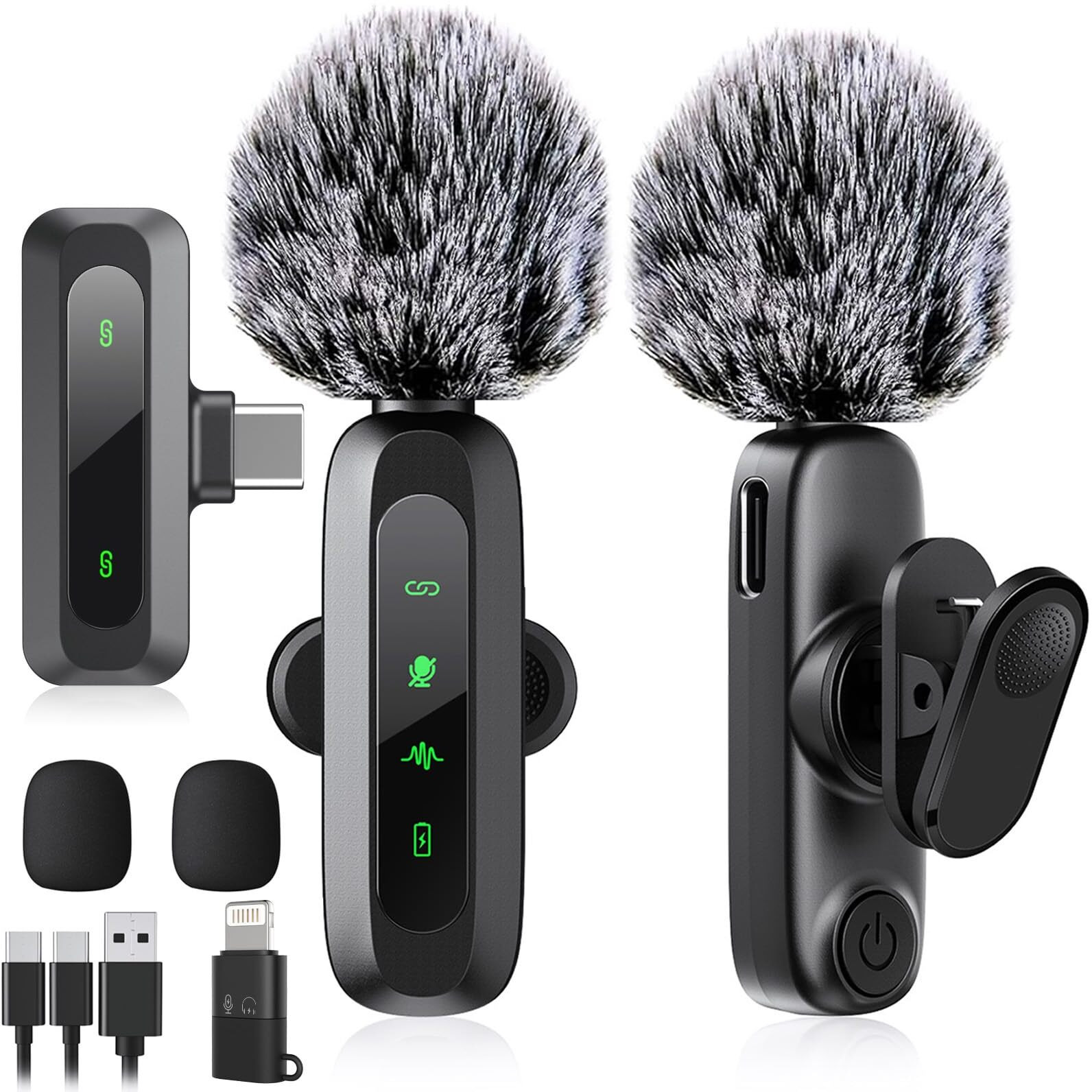 Usb C Wireless Lavalier Microphone For Iphone 15/16, Mini Lav Led Mic For Android Phone With Noise Cancelling, Lapel Podcast Microphone For Tiktok Content Creator Video Recording, Streaming, Vlogging