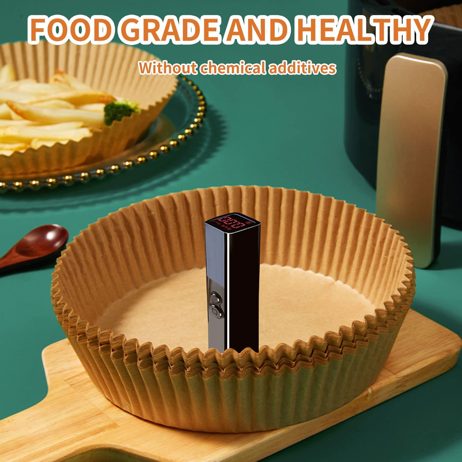 Air Fryer Disposable Paper Liner, 100Pcs 7.9 Inch Air Fryer Liners Round, Parchment Paper For Air Fryer Non-Stick Oil-Proof Water-Proof, Paper Liners For Air Fryer, Steamer, Baking, Microwave Etc