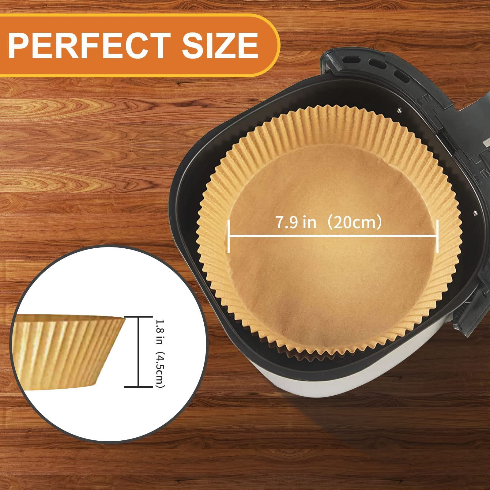 Air Fryer Disposable Paper Liner, 100Pcs 7.9 Inch Air Fryer Liners Round, Parchment Paper For Air Fryer Non-Stick Oil-Proof Water-Proof, Paper Liners For Air Fryer, Steamer, Baking, Microwave Etc