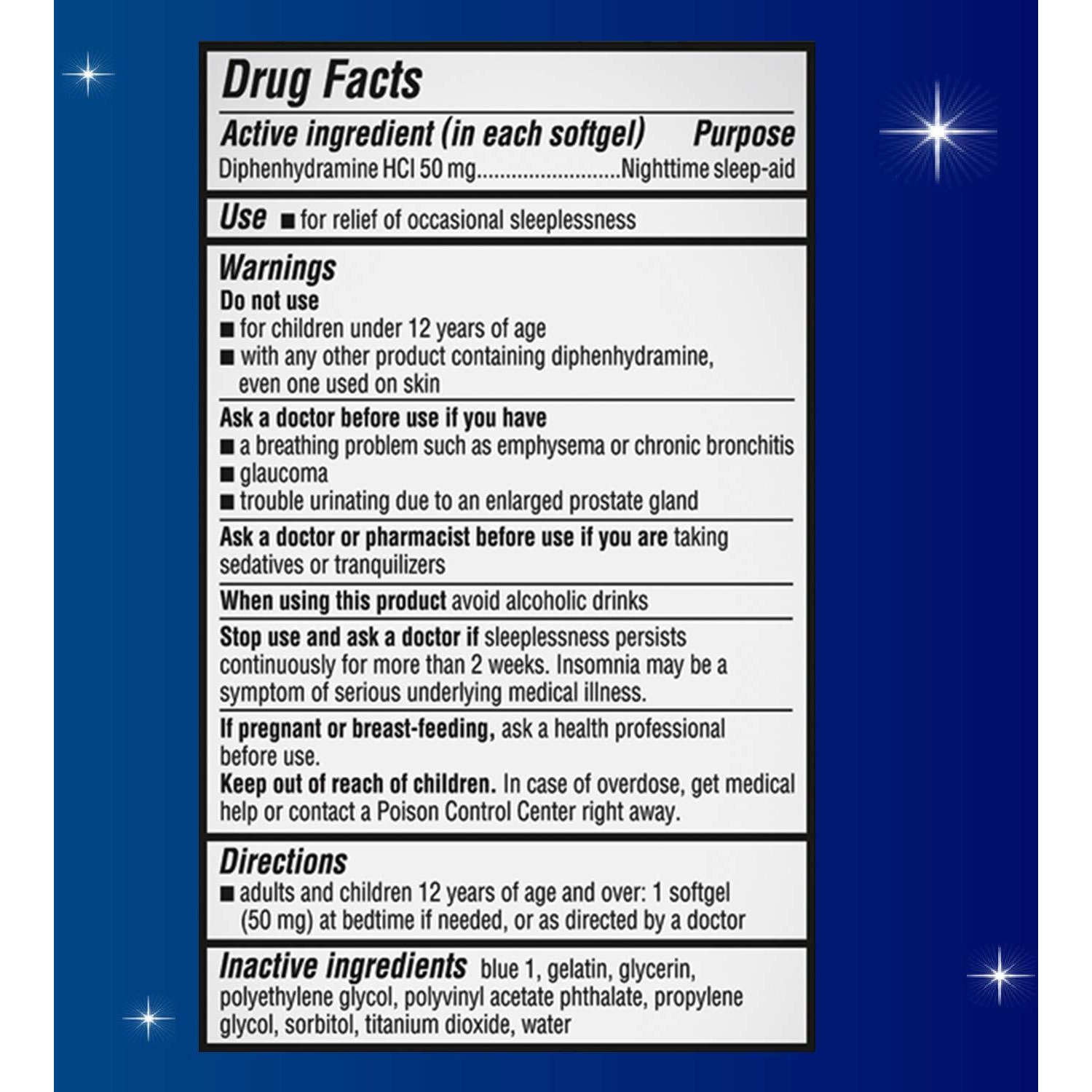 Unisom Nighttime Sleep-Aid Gels, Diphenhydramine Hci 50Mg, 100 Count