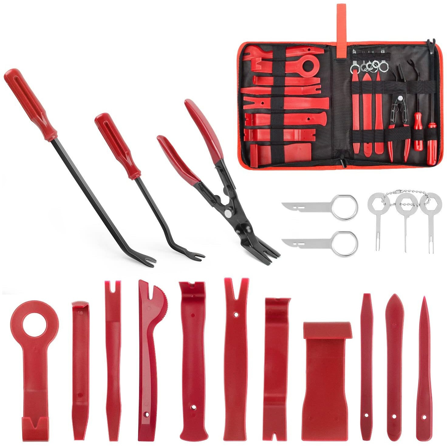 Gooacc 19Pcs Trim Removal Tool Set Panel Fastener Clips Removal Automotive Plastic Upholstery Pliers Removal Install Removal Car Tool With Storage Bag For Trim Panel Audio Clip Pliers Terminal