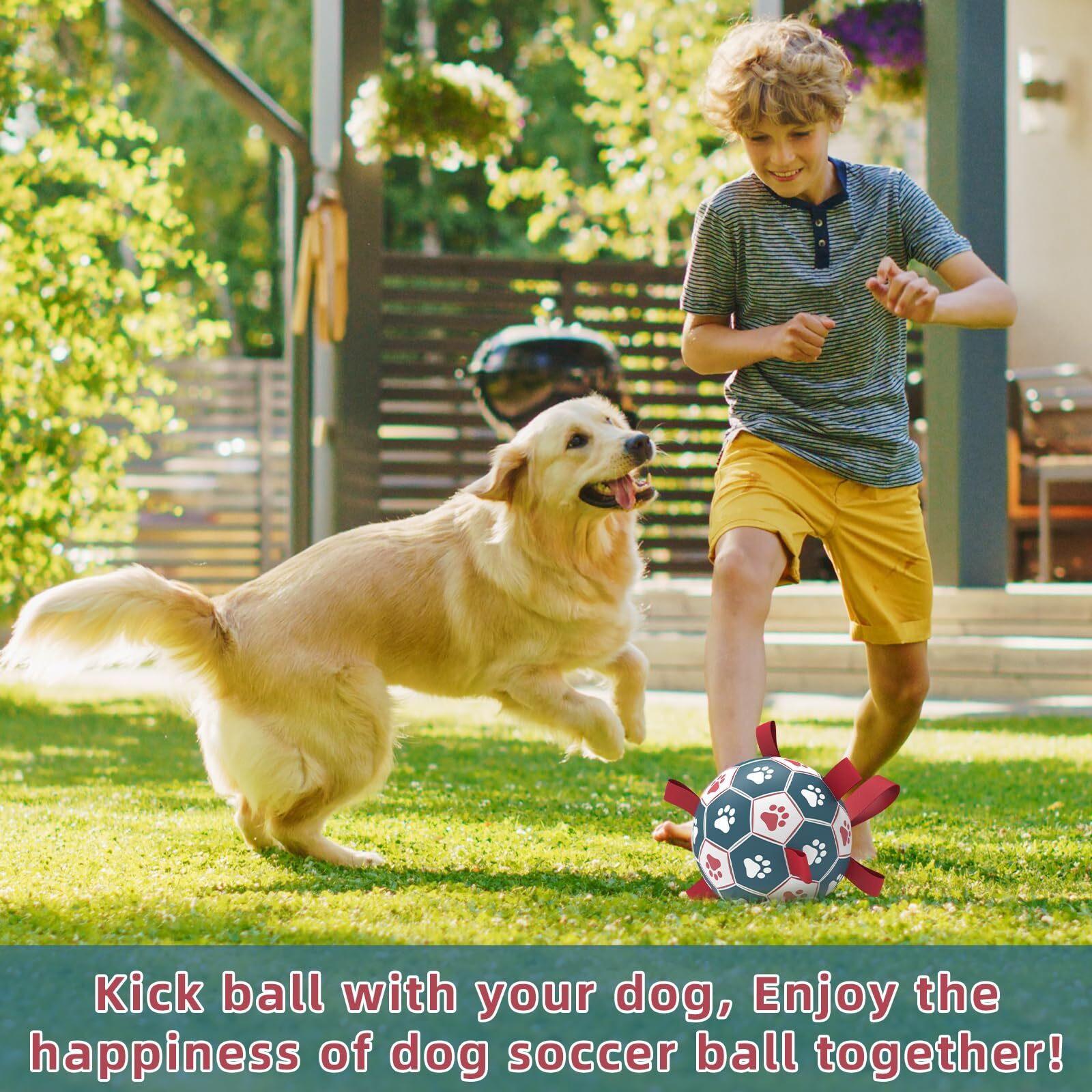 Qdan Dog Toys Soccer Ball With Straps, Interactive Toys For Tug Of War, Puppy Birthday Toy, Dog Water Toy, Dog Balls For Small Medium Dog (6 Inch)