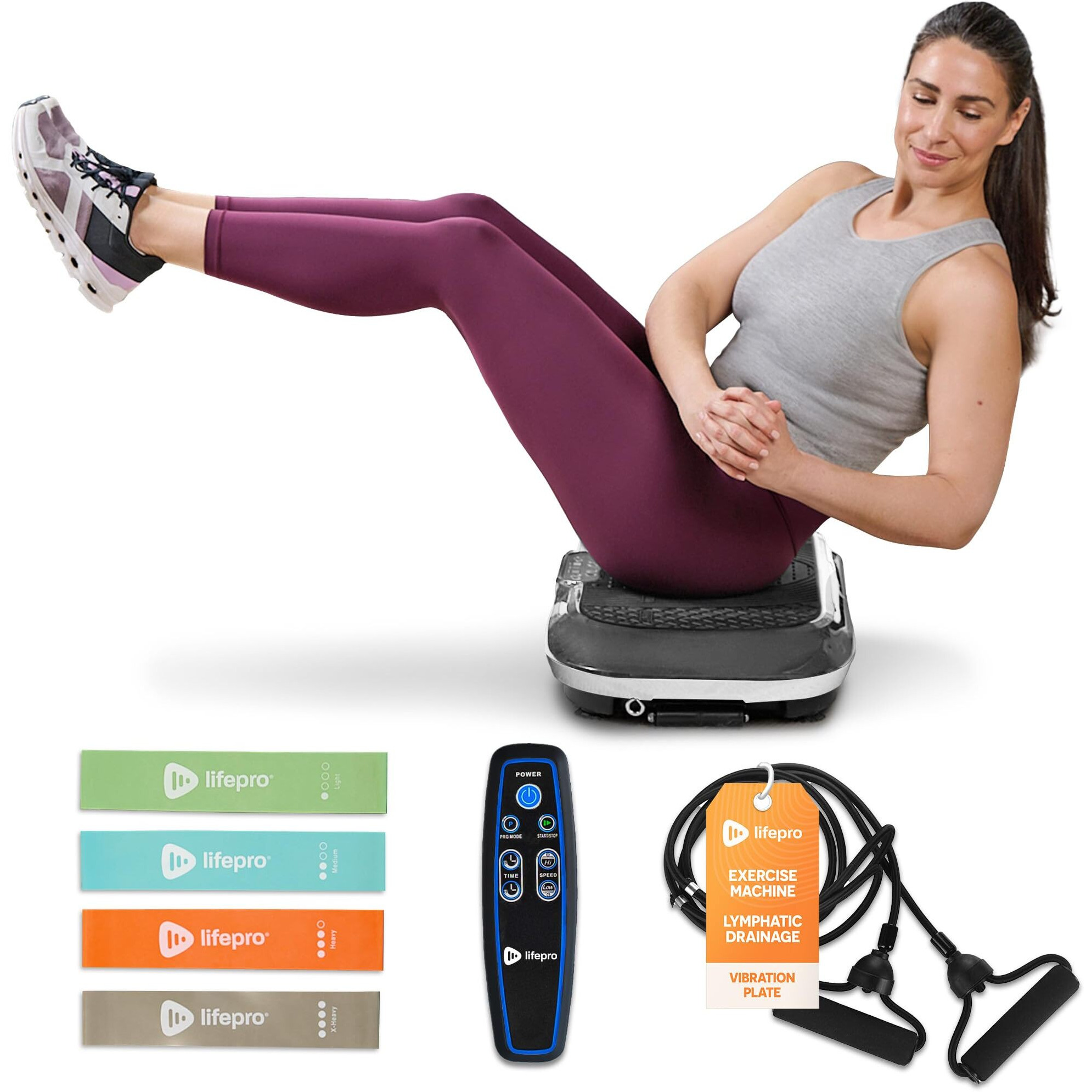 Lifepro Waver Vibration Plate Exercise Machine - Whole Body Workout Vibration Fitness Platform W/ Loop Bands - Home Training Equipment For Weight Loss & Toning