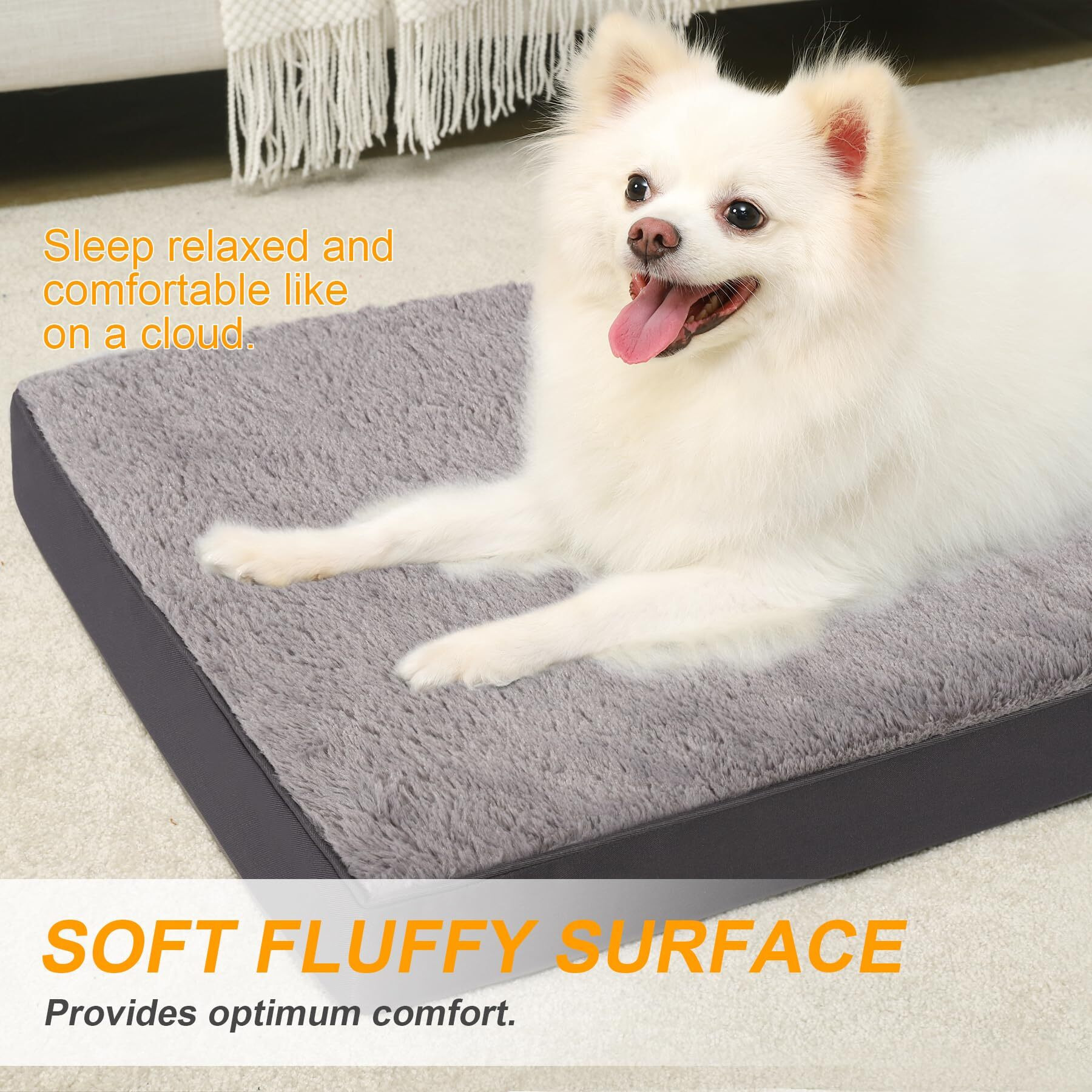 Ksiia Orthopedic Dog Bed Dog Crate Bed Waterproof Dog Beds For Medium Dogs Deluxe Plush Washable Dog Bed With Egg Crate Foam & Removable Cover, 29 X 18 Inch, Dark Gray