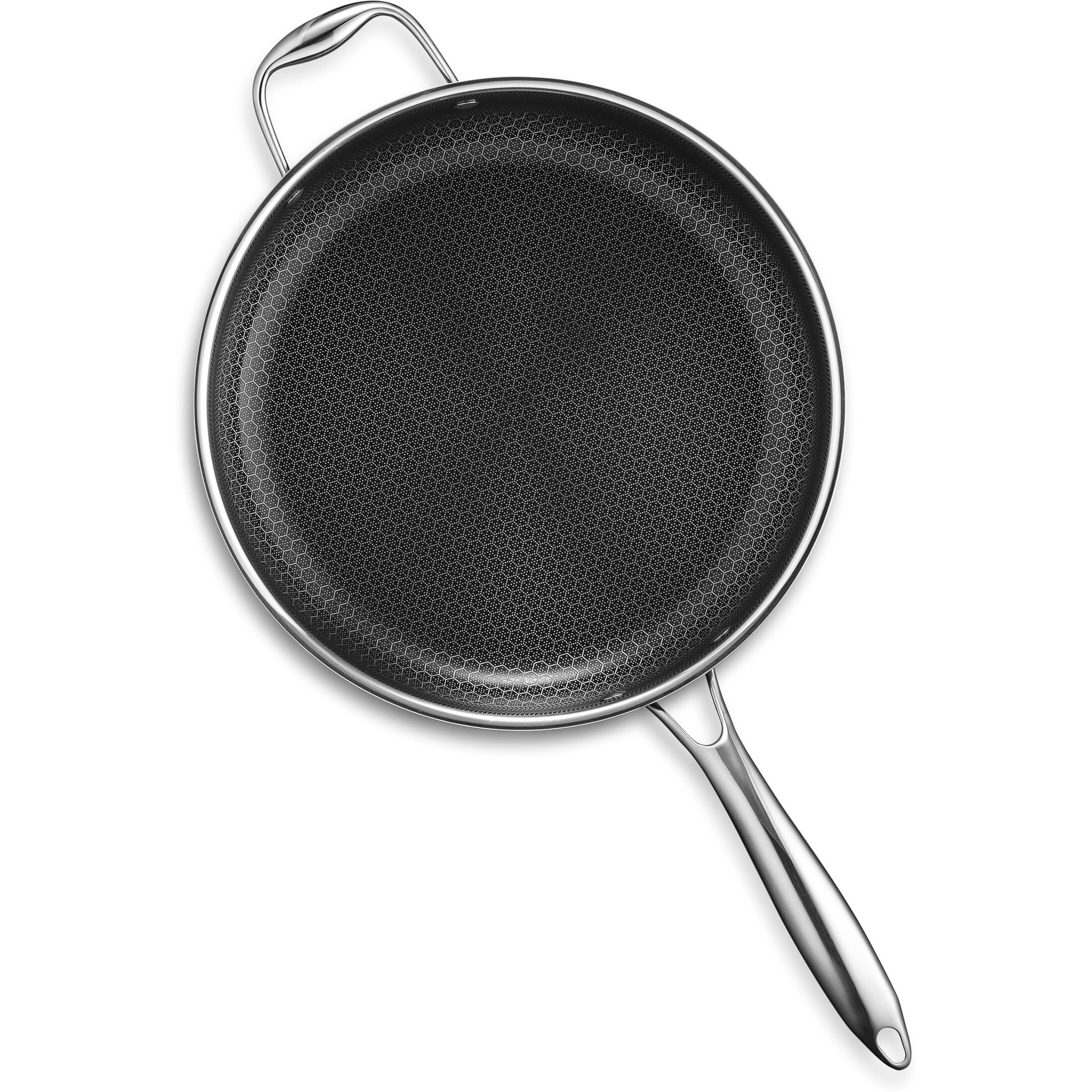 Hexclad Hybrid Nonstick 4.5 Qt Deep Saut   Pan And Lid, Dishwasher And Oven-Safe, Induction Ready, Compatible With All Cooktops