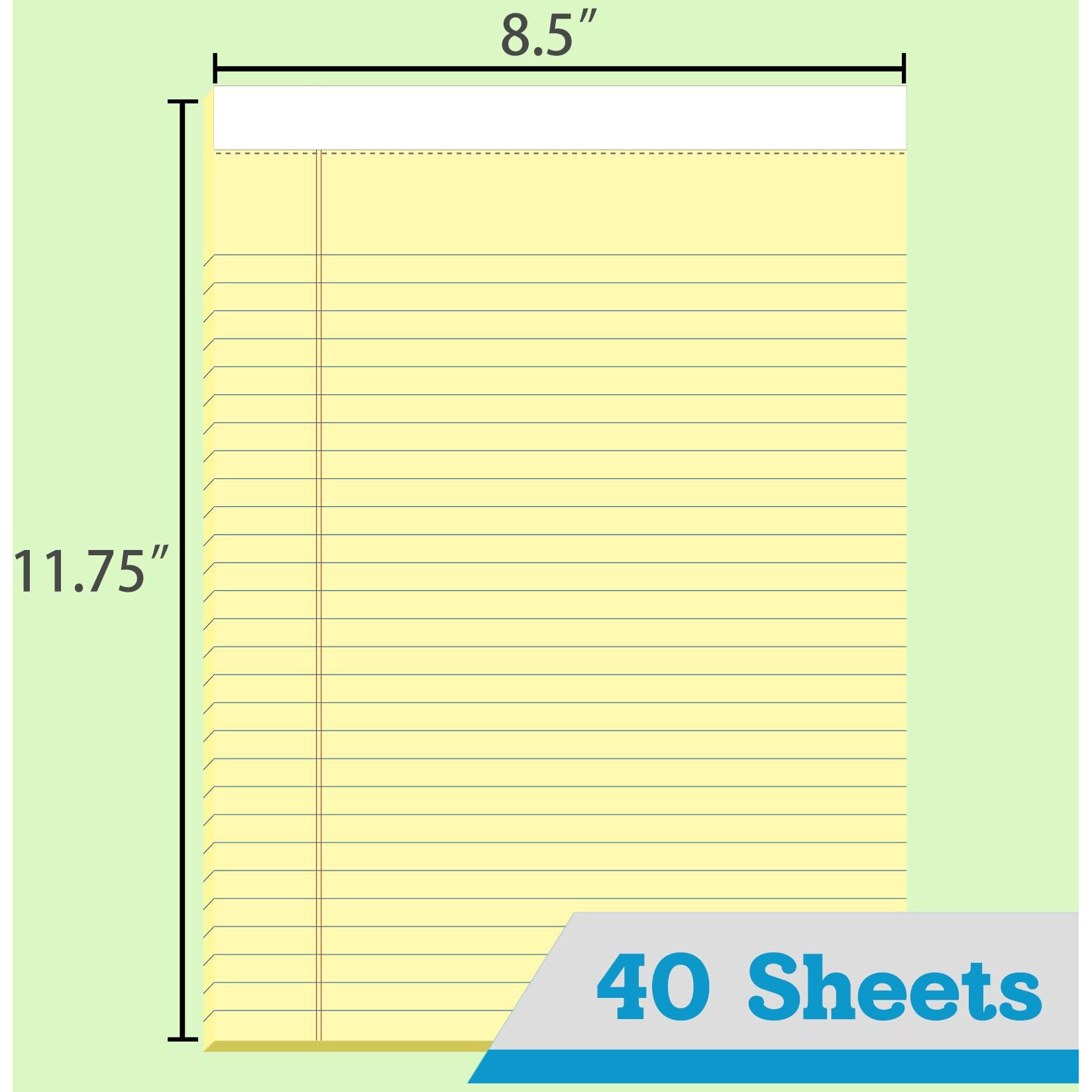 Kaisa Legal Pads 8.5X11 Writing Pads Wide Ruled Notepads 8.5"&quotX11.75"" Canary Note Pads, Yellow 40 Sheets 2 Pads,Wt-Mcy40W-2Pad, Made In The Usa