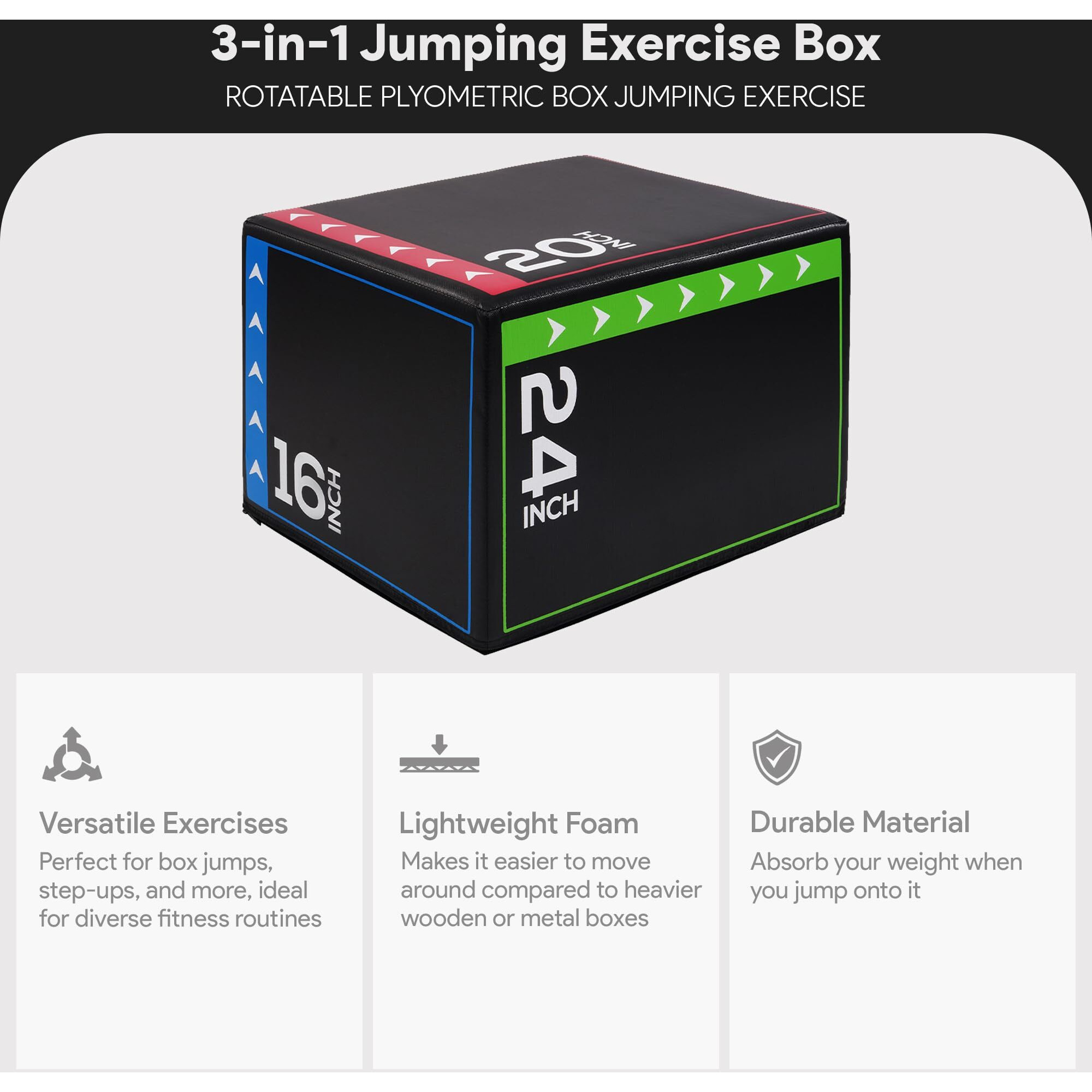 Balancefrom 3 In 1 20"&quotX24"&quotX30"" Foam Plyometric Box Jumping Exercise (Regular, 16 Pounds)