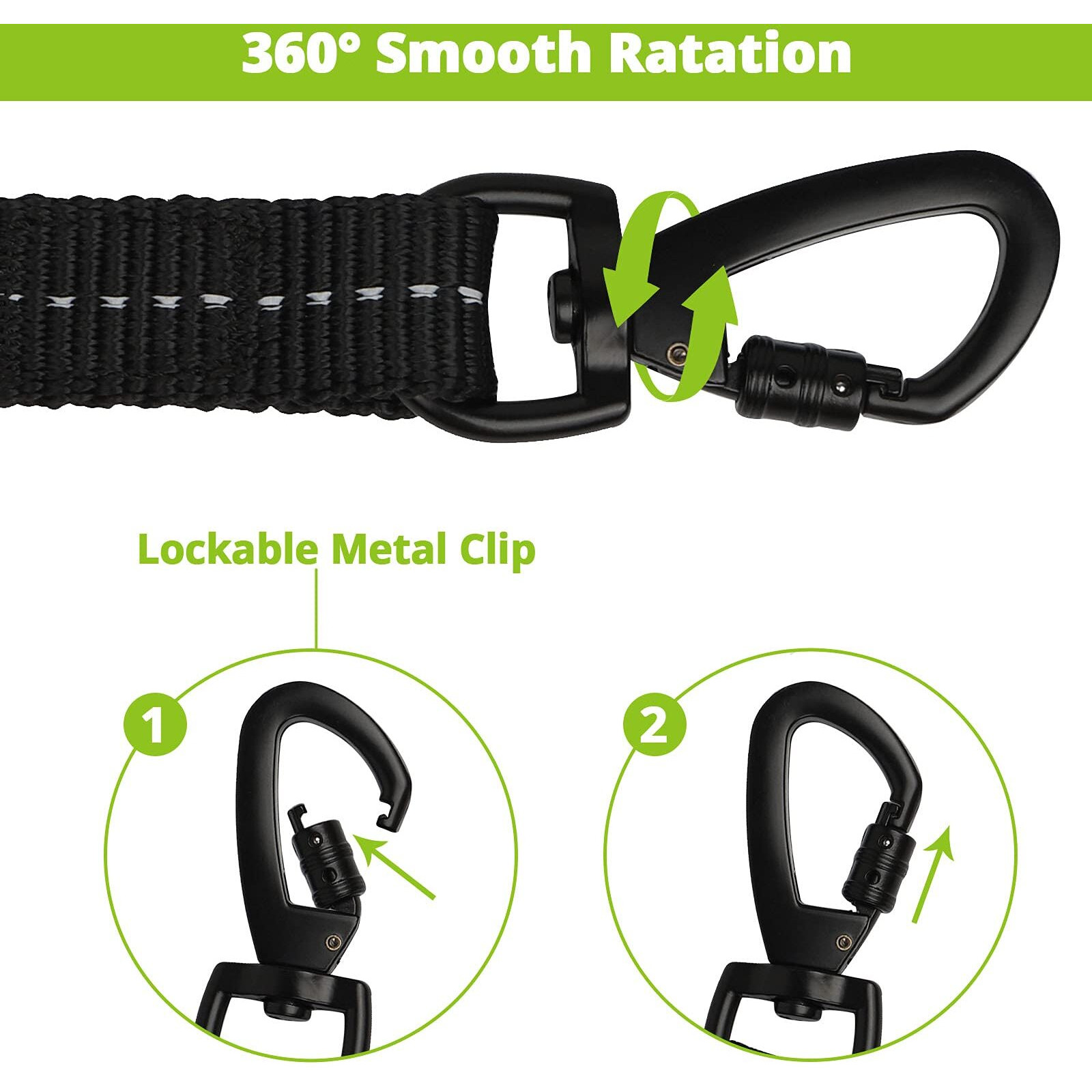 Long Dog Leash 30 Ft Heavy Duty Rope Leashes For Dogs Training With Swivel Lockable Hook Reflective Threads Bungee And Padded Handle - Dog Lead For Large Small Medium Dogs Outside Walking Hiking