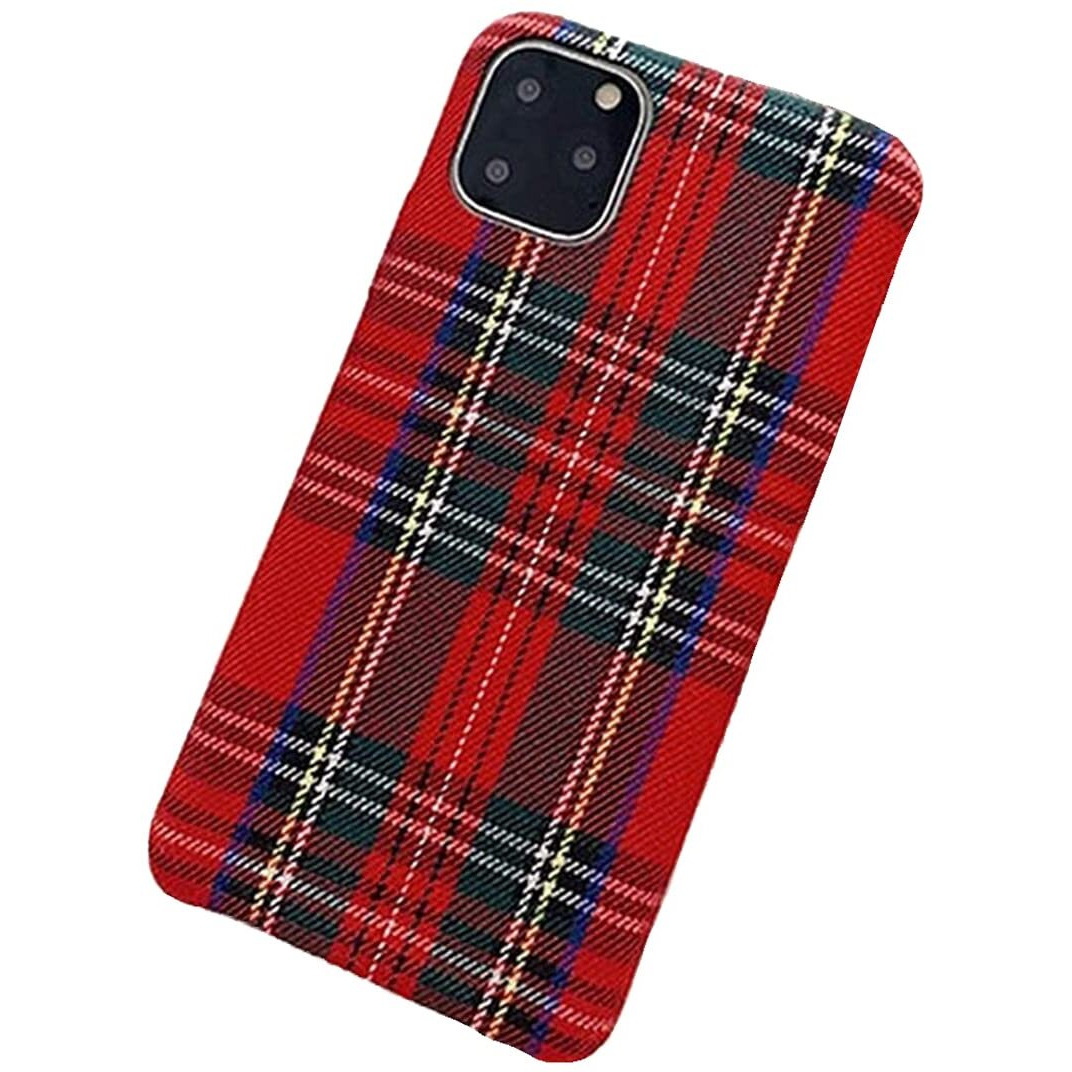 Mixneer Warm Flannel Plaid Cloth Phone Case Simple Plush Fabric Phone Case Compatible With Iphone 14 Pro Max 13 Pro Max Mini Cover (Compatible With Iphone 14 Plus, Red)