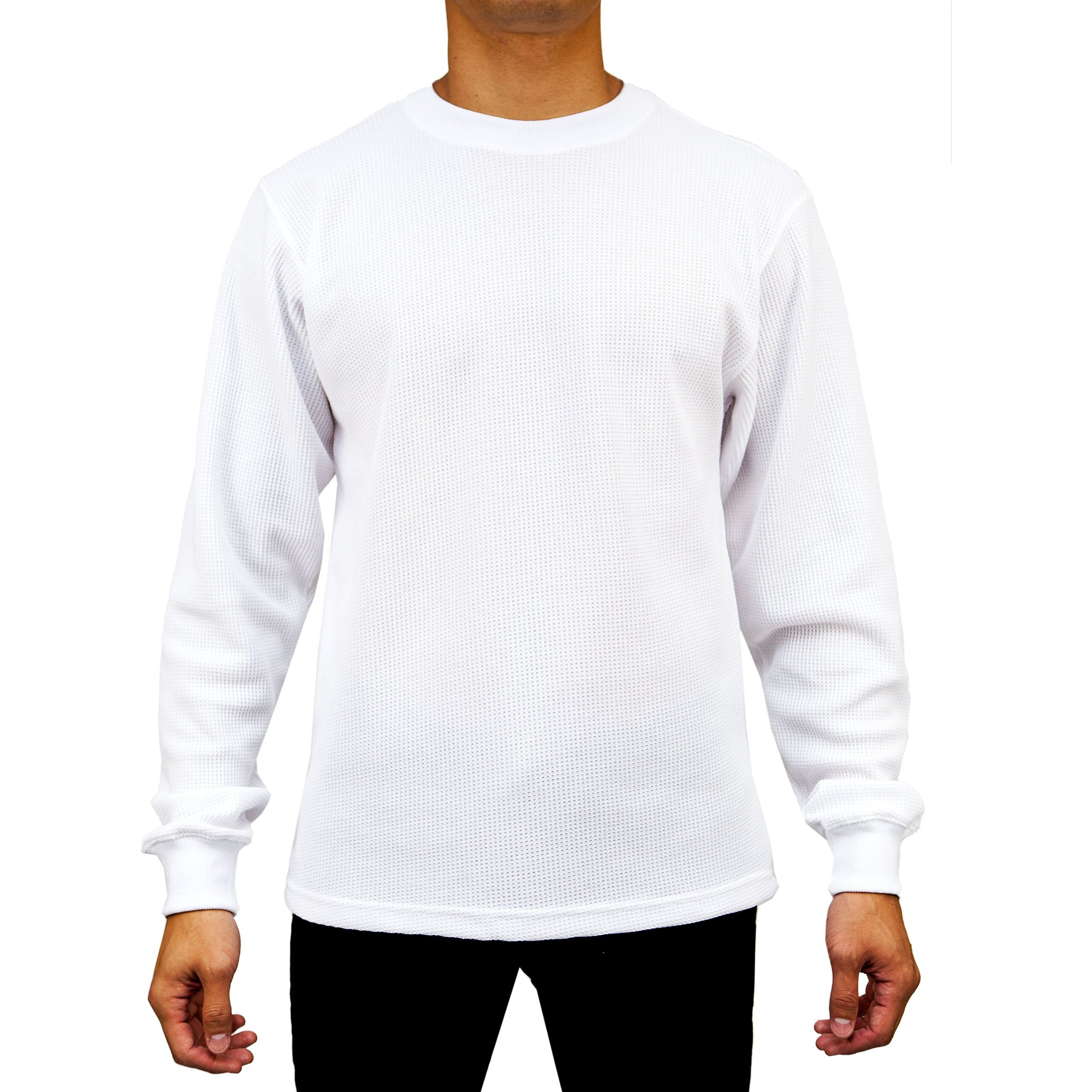 Access Men's Heavyweight Long Sleeve Thermal Crew Neck Top White 2X