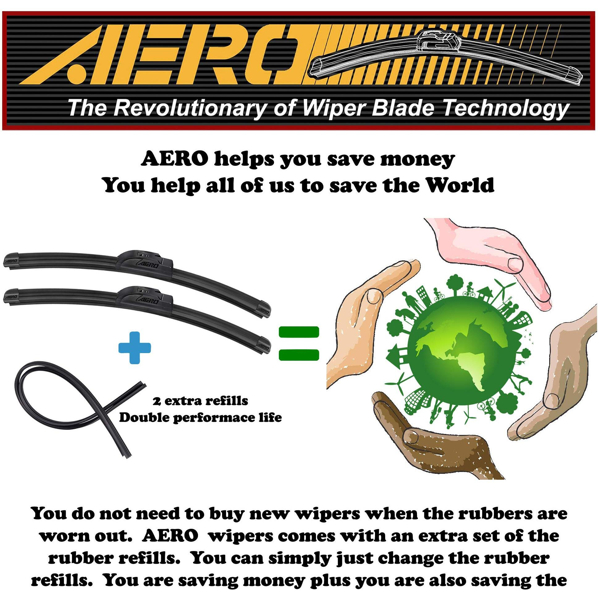 Aero Voyager 26 "" + 19 "" Windshield Wipers, Premium All-Season Automotive Replacement Wiper Blades With Extra Rubber Refills + 1-Year Warranty (Pack Of 2)