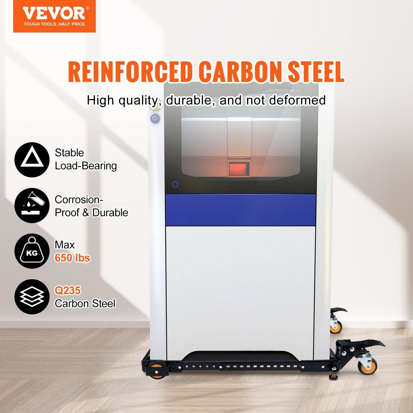 Vevor Mobile Base Heavy Duty Universal Stand 650 Lbs Capacity For Tools Machines