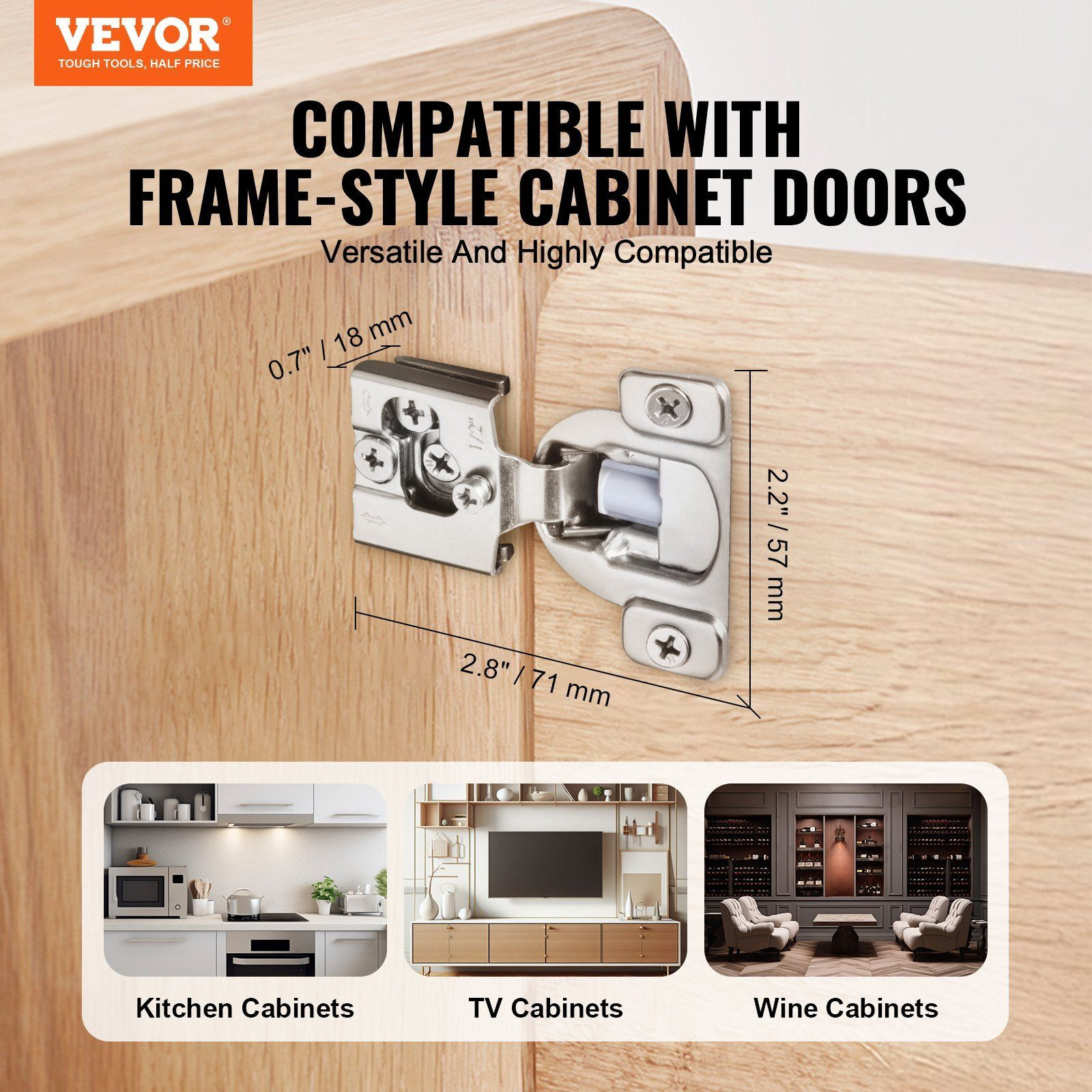 Vevor Cabinet Door Hinges 30 Packs Partial Overlay Soft Close For Framed Type