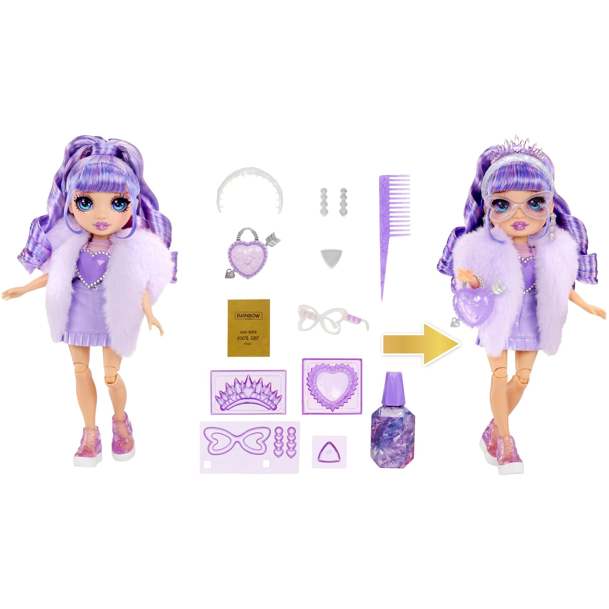 Rainbow High Creative Crystals Violet - Purple 11    Fashion Doll With Crystal Accessory Make It Kit, Ring For You, Diy, Crafts, Resin Play, Kids Gift 8+
